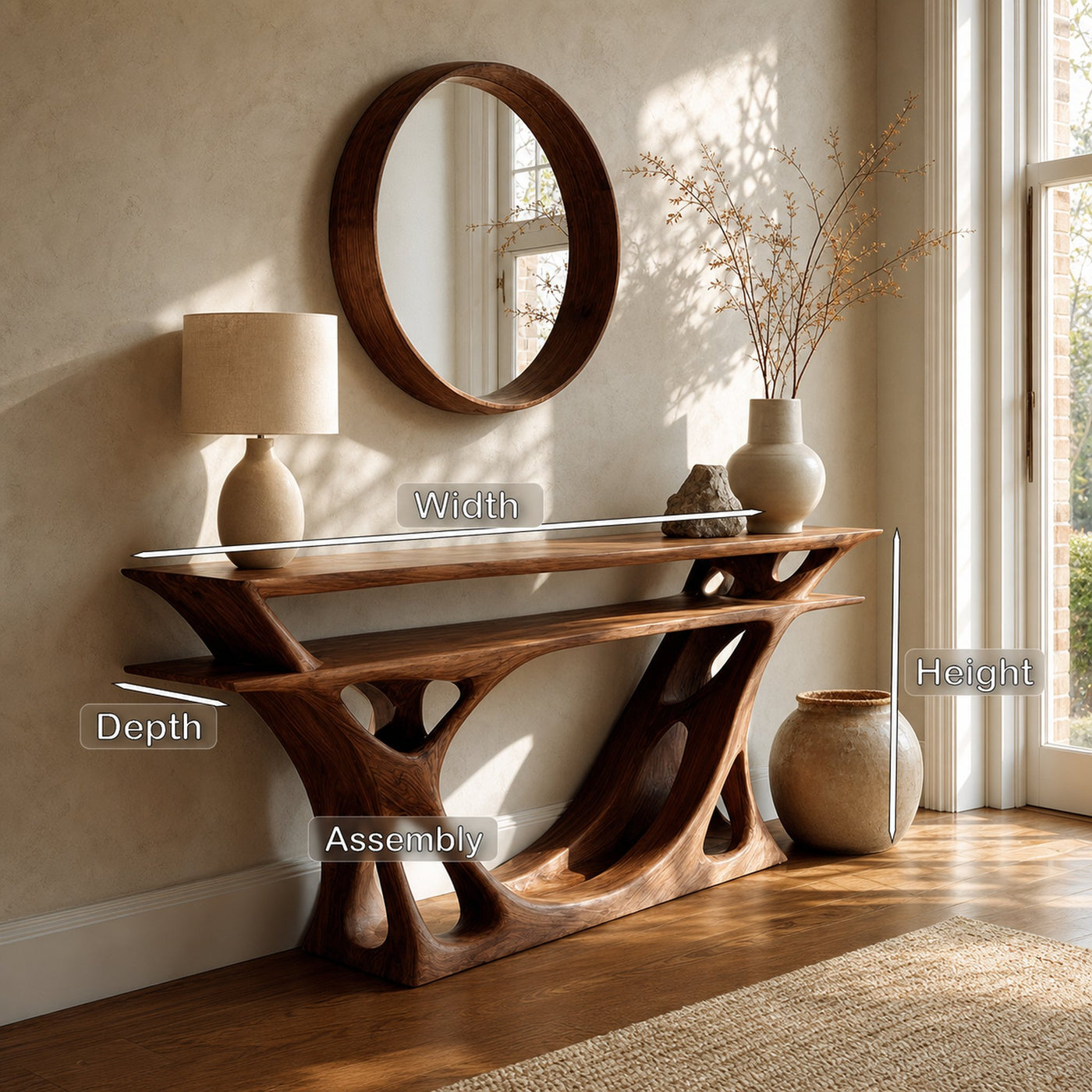 Contemporary Console Table With Sculptural Form For Entryway - product view 8
