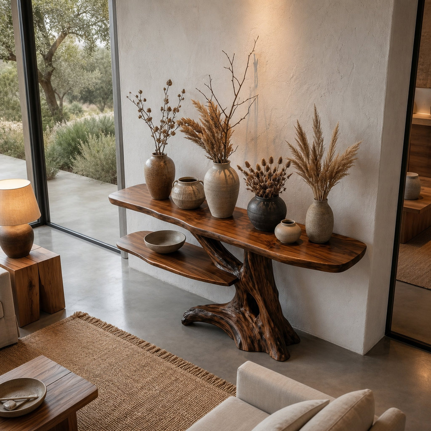 Contemporary Console Table With Sculptural Solid Wood Root Design For Entryway - product view 3