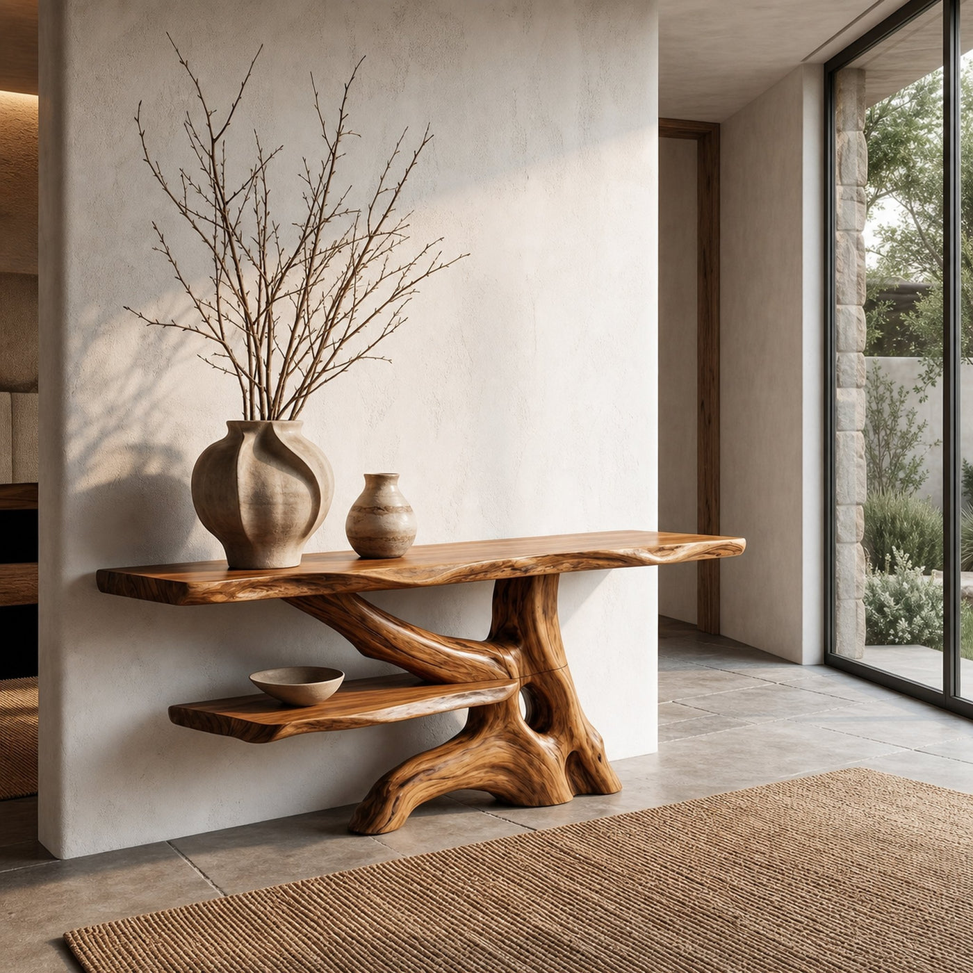 Contemporary Console Table With Sculptural Solid Wood Root Design For Entryway - product view 6