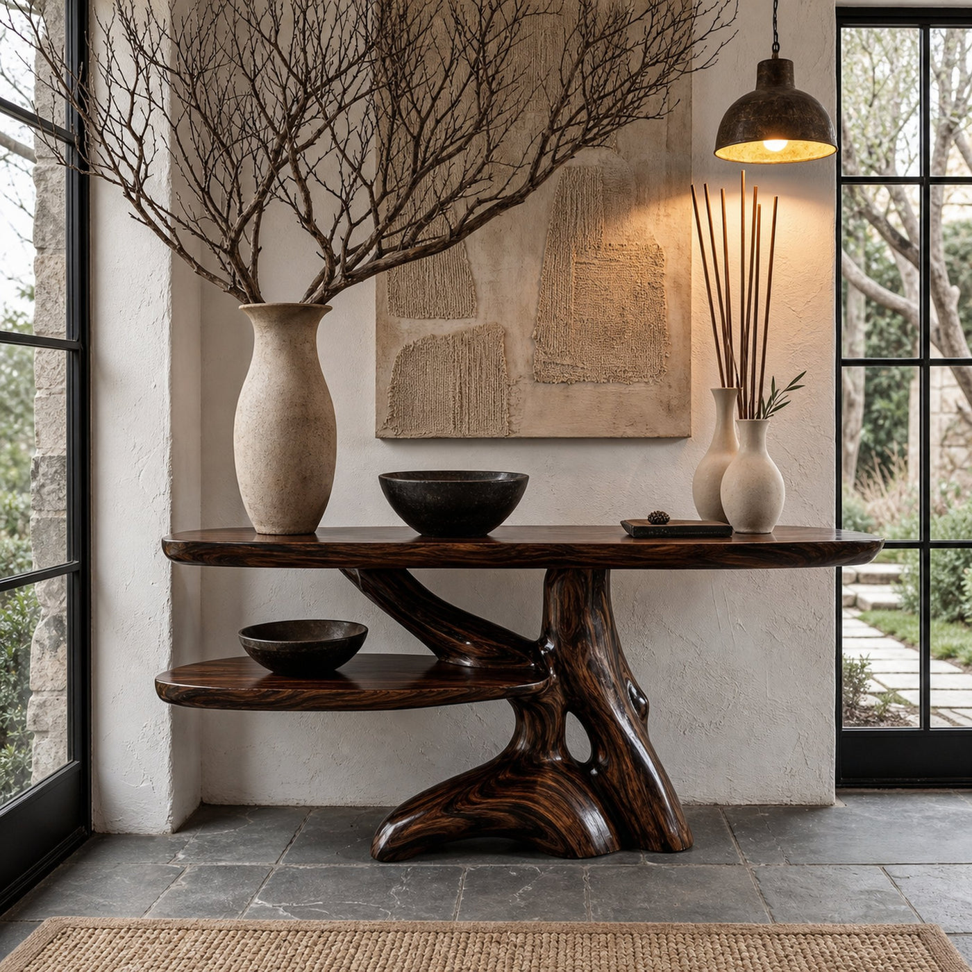 Contemporary Console Table With Sculptural Solid Wood Root Design For Entryway - product view 7