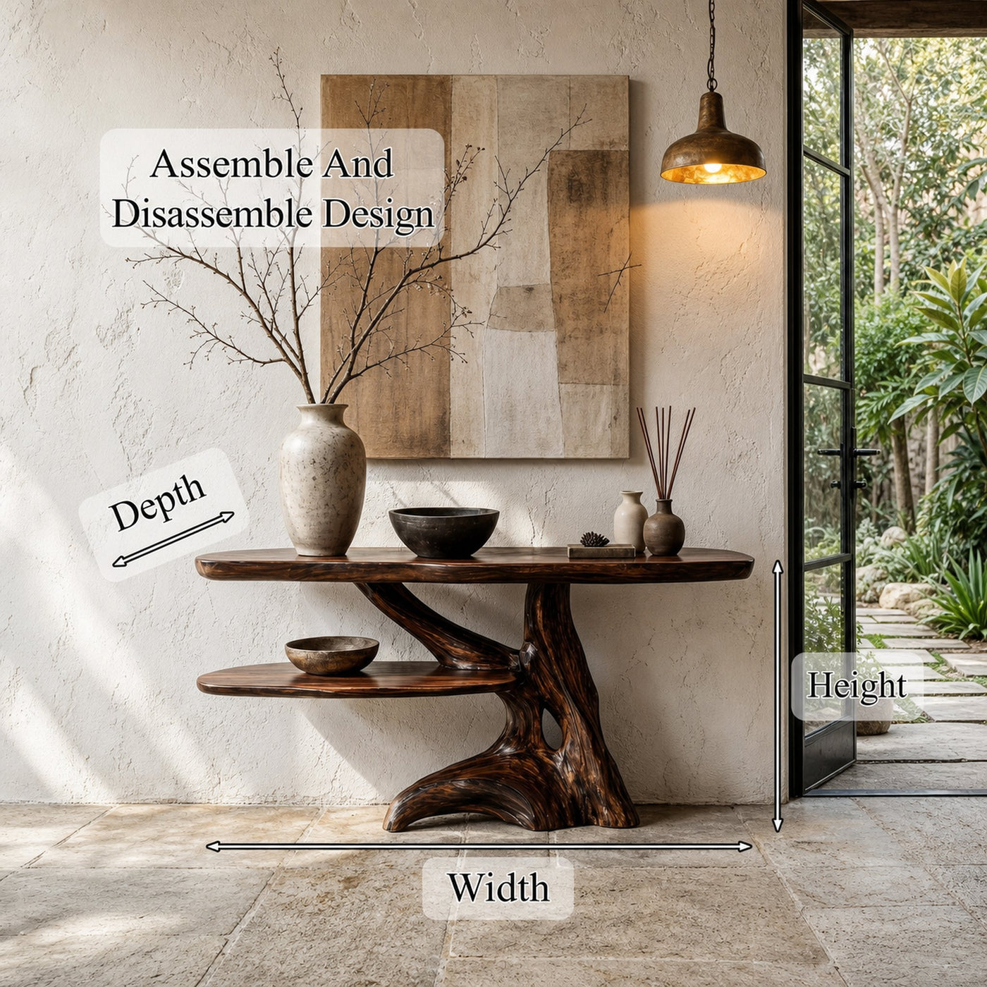 Contemporary Console Table With Sculptural Solid Wood Root Design For Entryway - product view 8