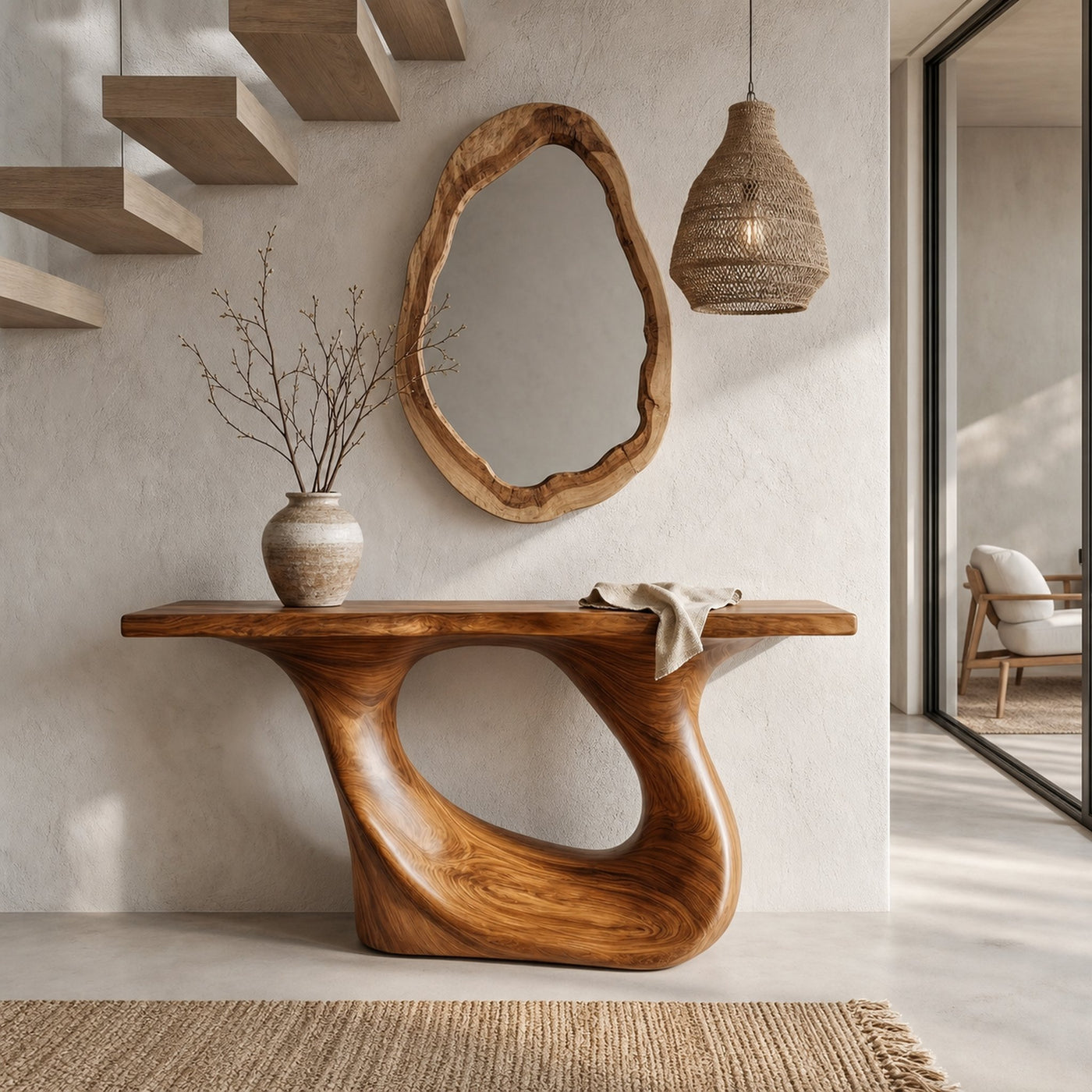 Contemporary Console Table With Unique Curved Structure For Entryway And Living Room - product view 6