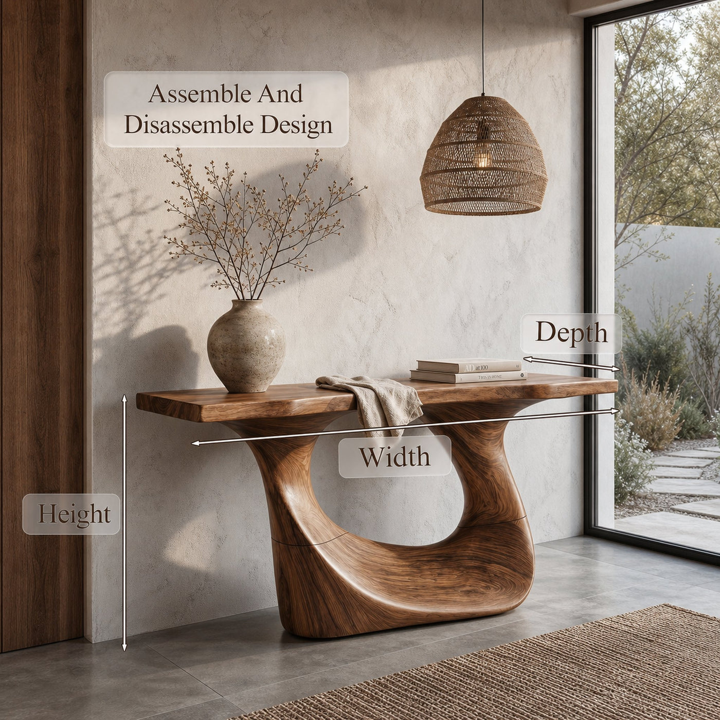 Contemporary Console Table With Unique Curved Structure For Entryway And Living Room - product view 8