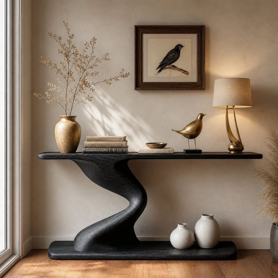 Contemporary Curved Console Table Entryway Hallway Living Room