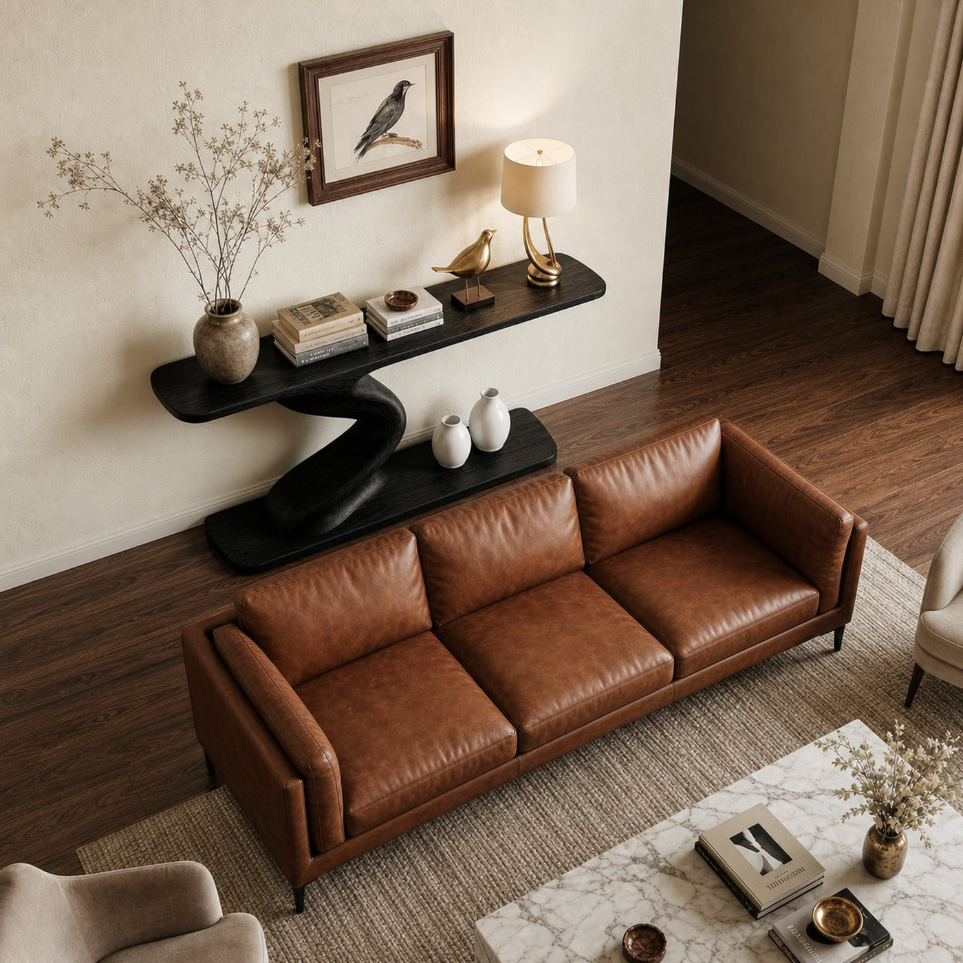 Contemporary Curved Console Table Entryway Hallway Living Room - product view 3