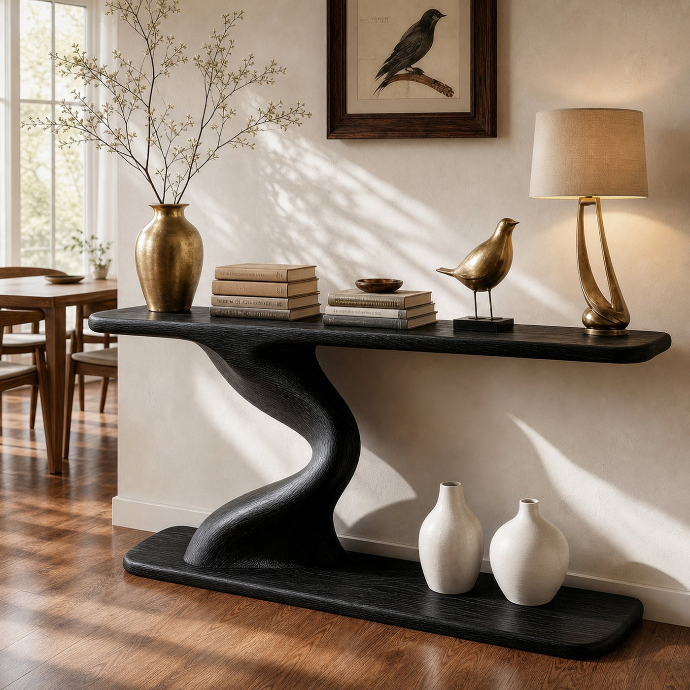 Contemporary Curved Console Table Entryway Hallway Living Room - product view 4