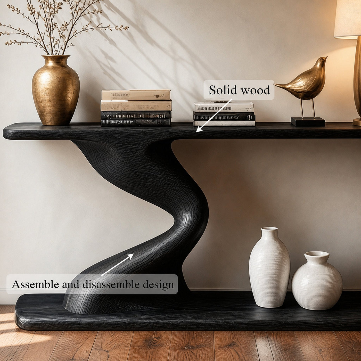Contemporary Curved Console Table Entryway Hallway Living Room - product view 5