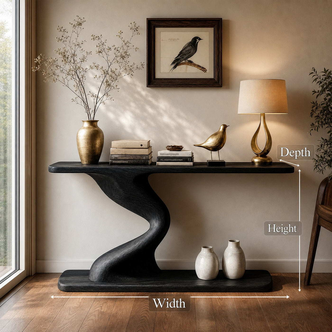 Contemporary Curved Console Table Entryway Hallway Living Room - product view 6