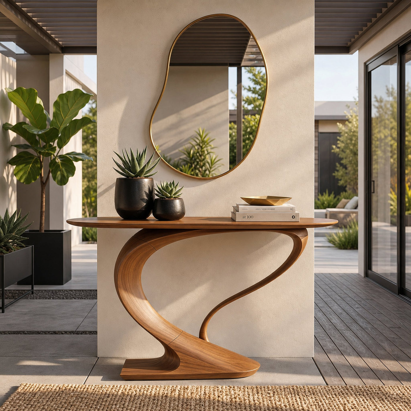 Contemporary Curved Console Table Modern Residence - product view 6