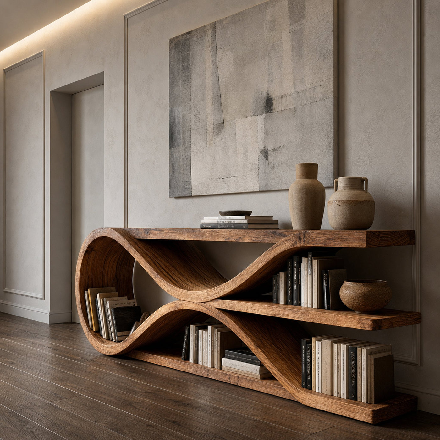 Contemporary Curved Wooden Console Table For Living Room - product view 5