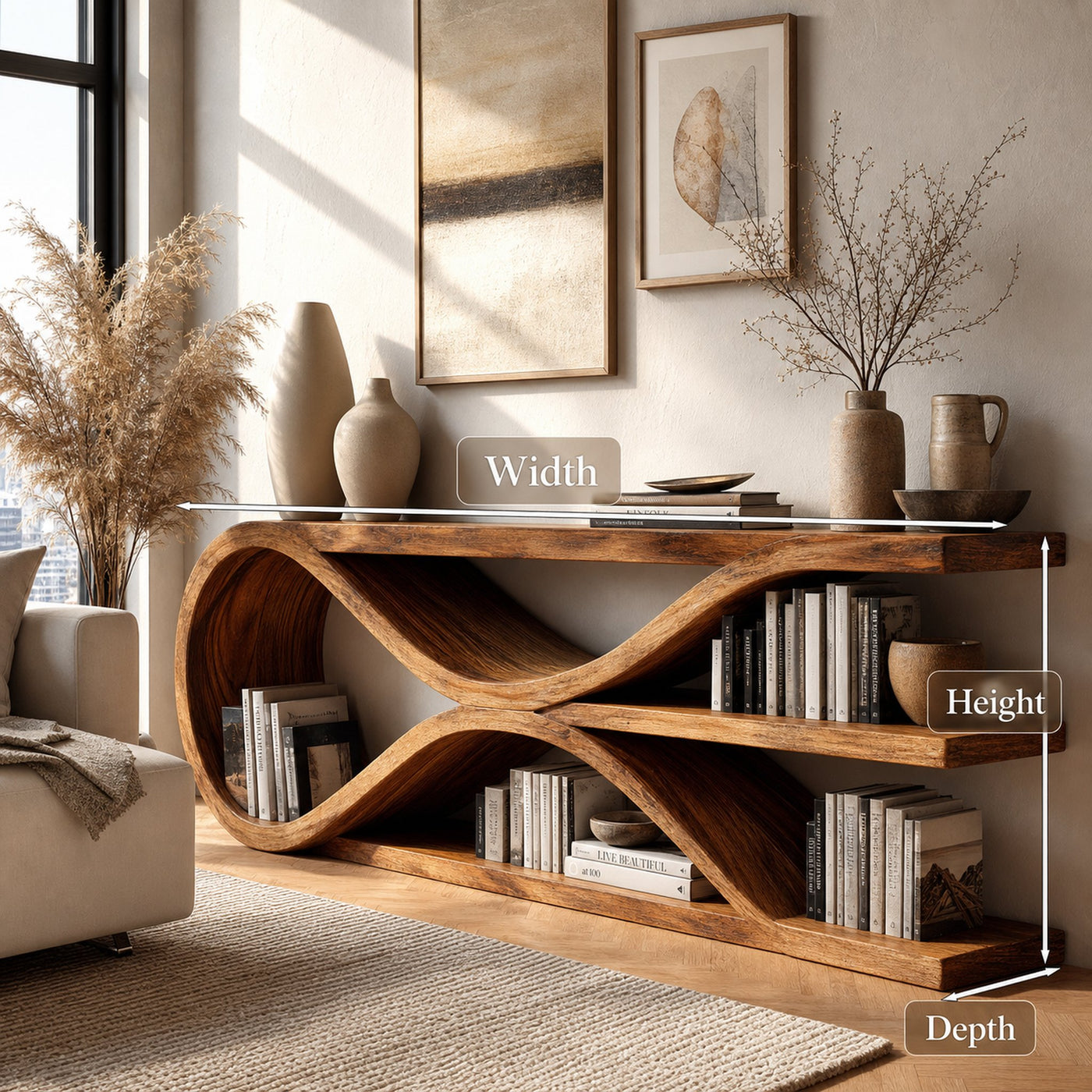 Contemporary Curved Wooden Console Table For Living Room - product view 7
