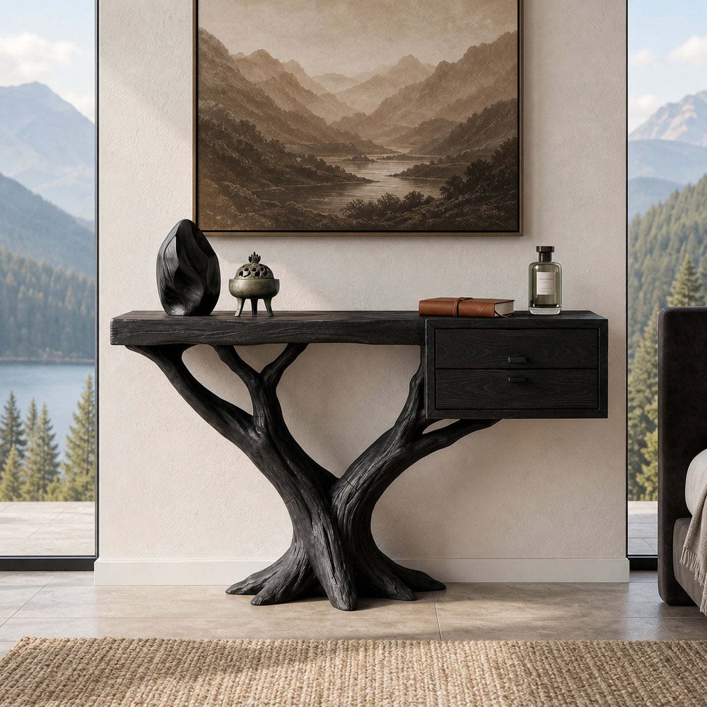 Contemporary Floating Tree Console Table Modern Hallway