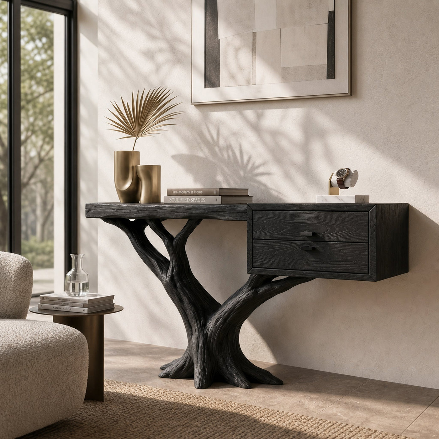 Contemporary Floating Tree Console Table Modern Hallway - product view 4