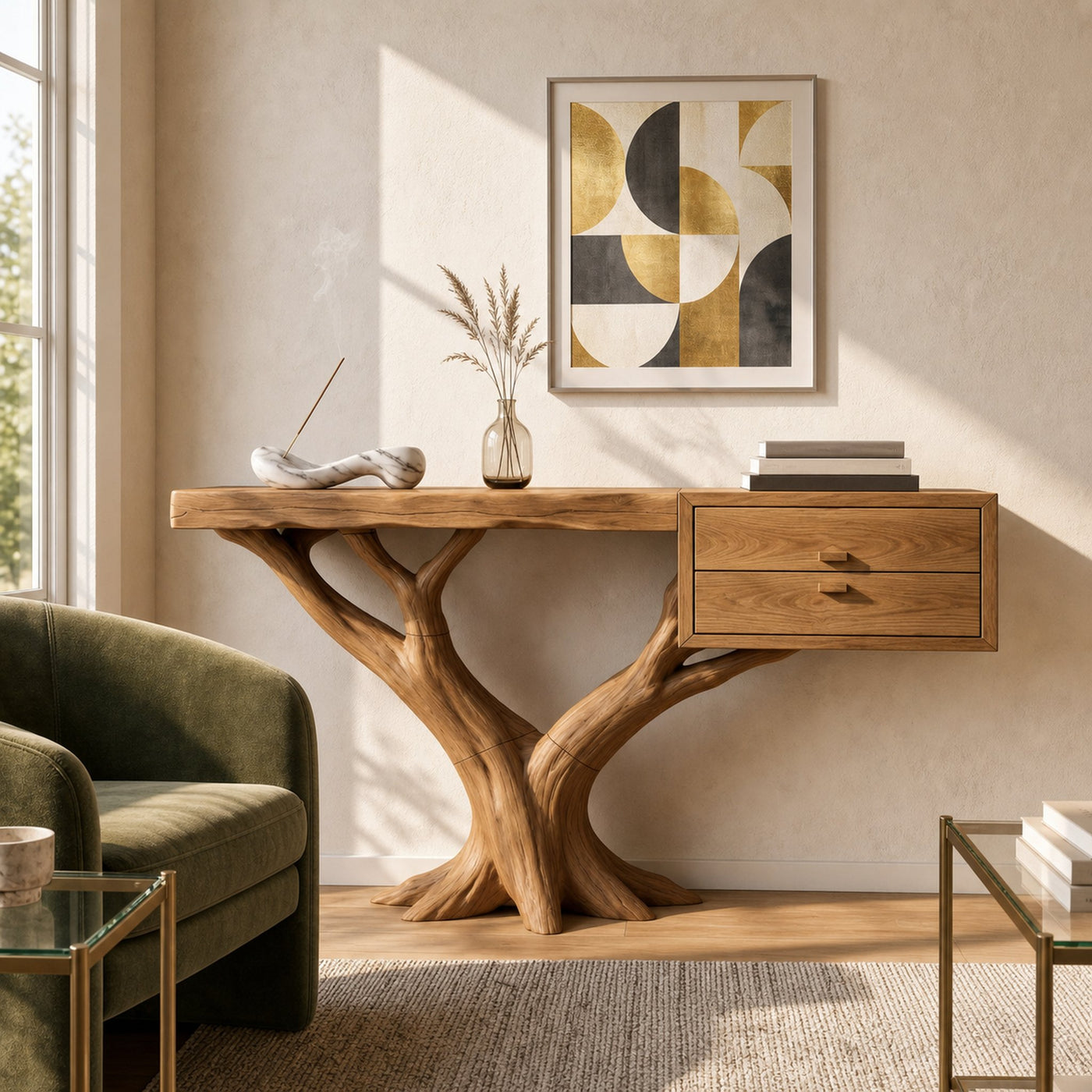 Contemporary Floating Tree Console Table Modern Hallway - product view 5