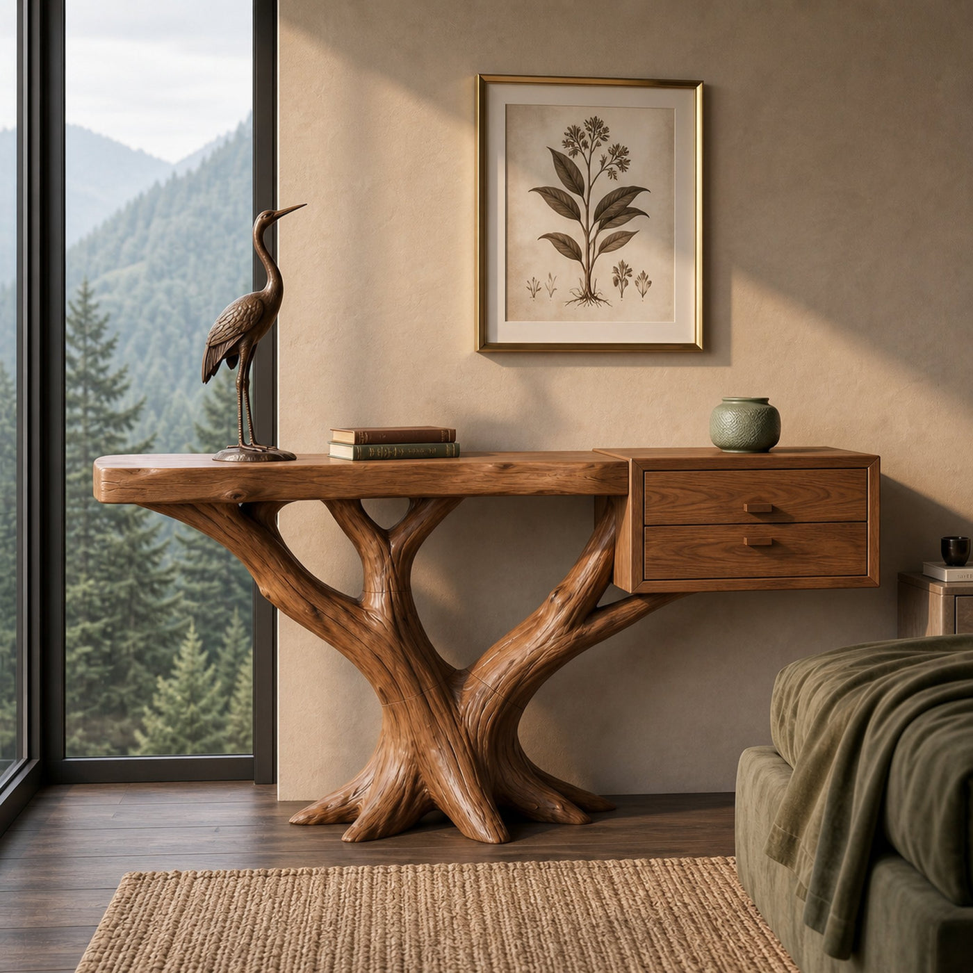 Contemporary Floating Tree Console Table Modern Hallway - product view 6