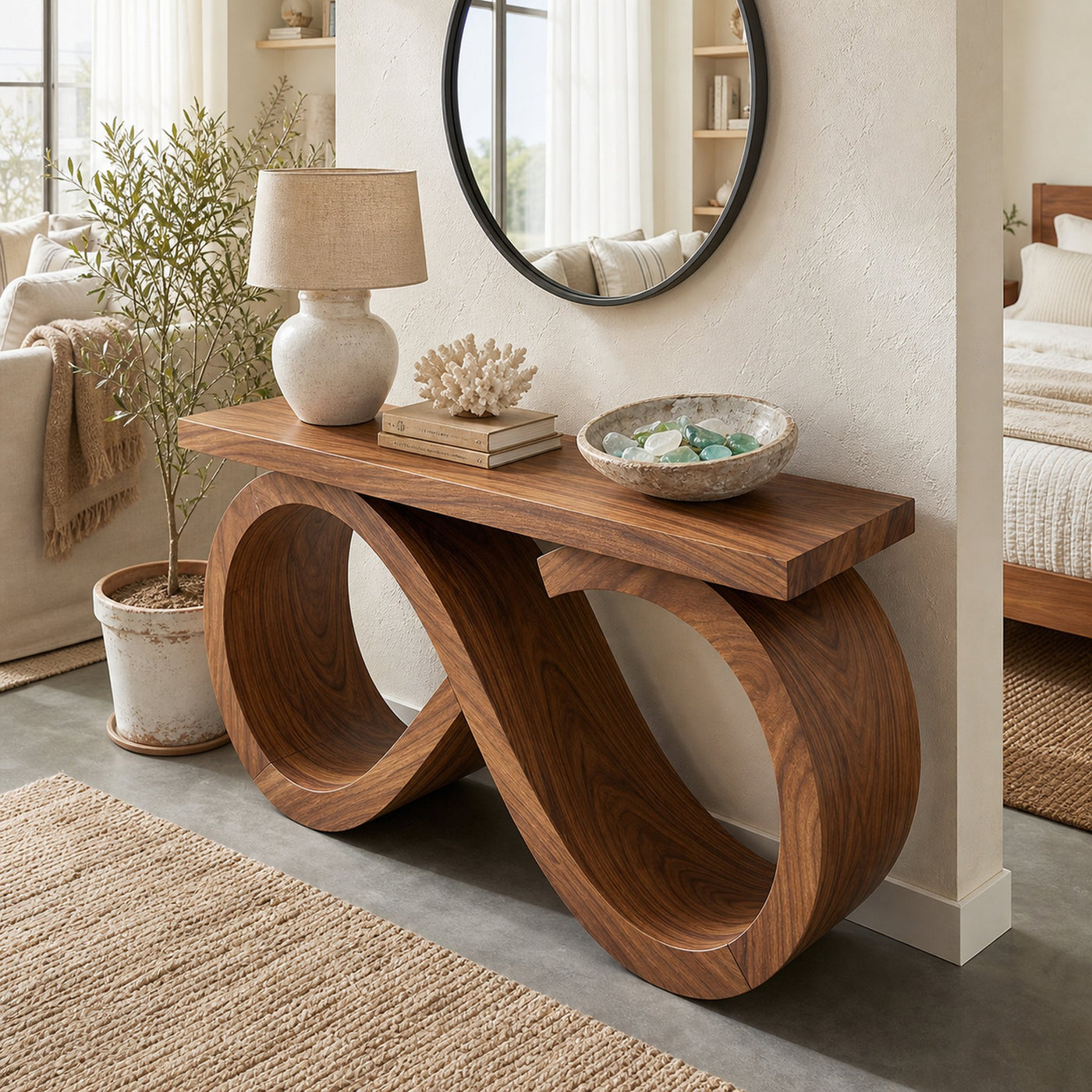 Contemporary Infinity Loop Console Table Modern Hallway