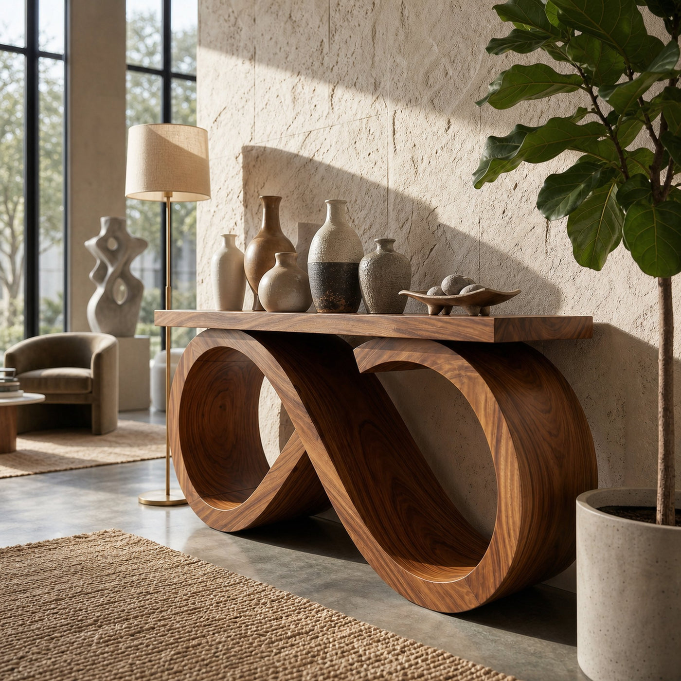 Contemporary Infinity Loop Console Table Modern Hallway - product view 6