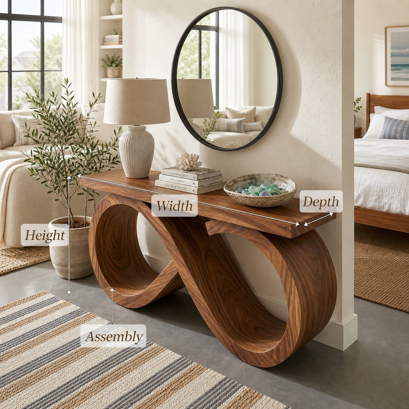 Contemporary Infinity Loop Console Table Modern Hallway - product view 8