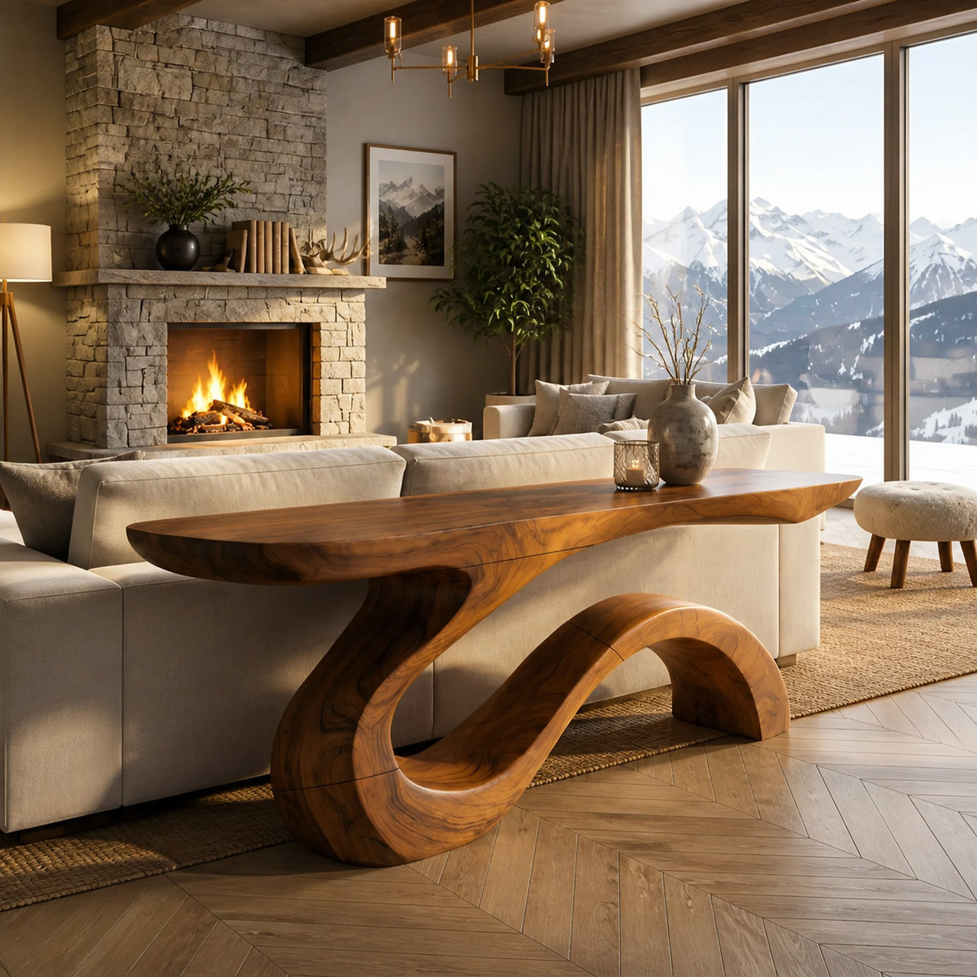 Contemporary Organic Accent Table For Open Living Space