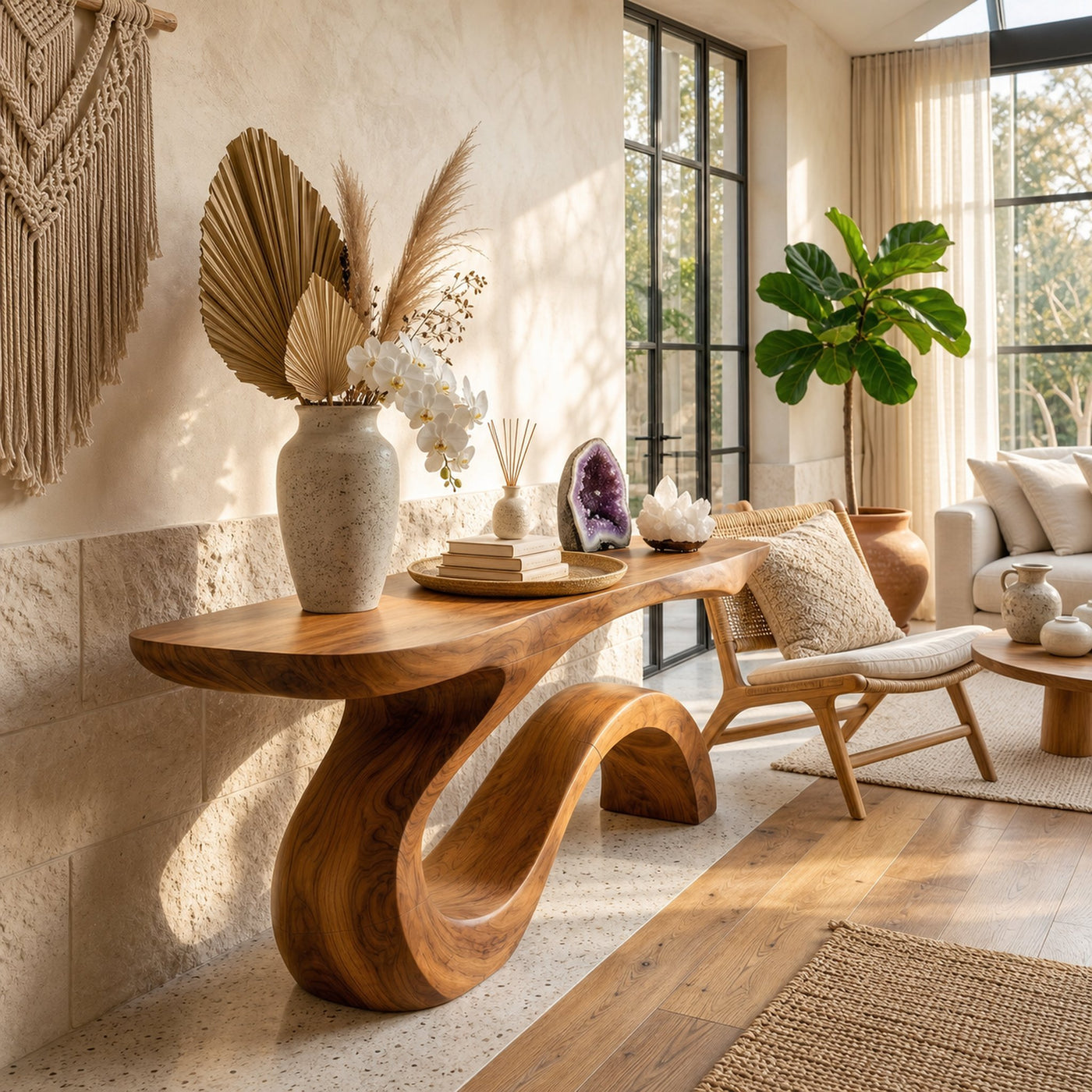 Contemporary Organic Accent Table For Open Living Space - product view 3