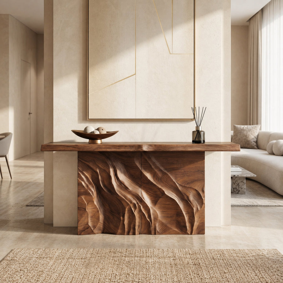 Contemporary Organic Edge Console Table For Foyer Interior Area