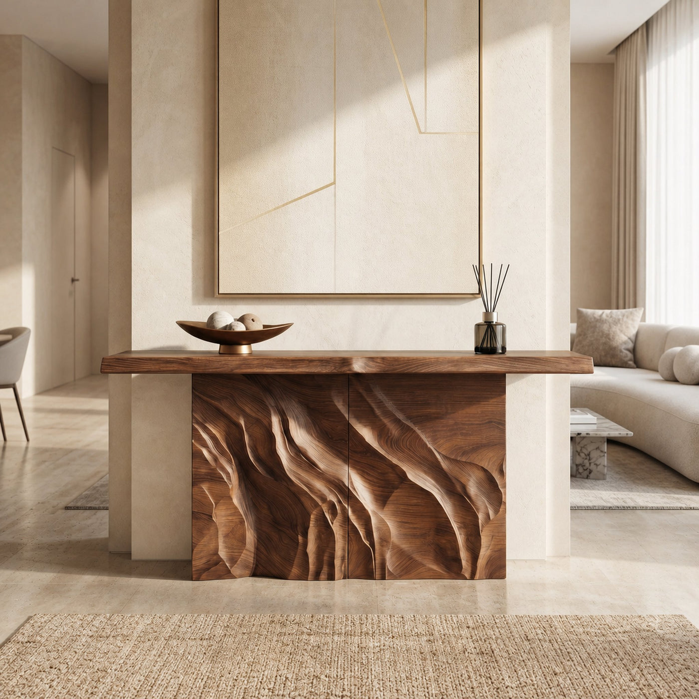 Contemporary Organic Edge Console Table For Foyer Interior Area