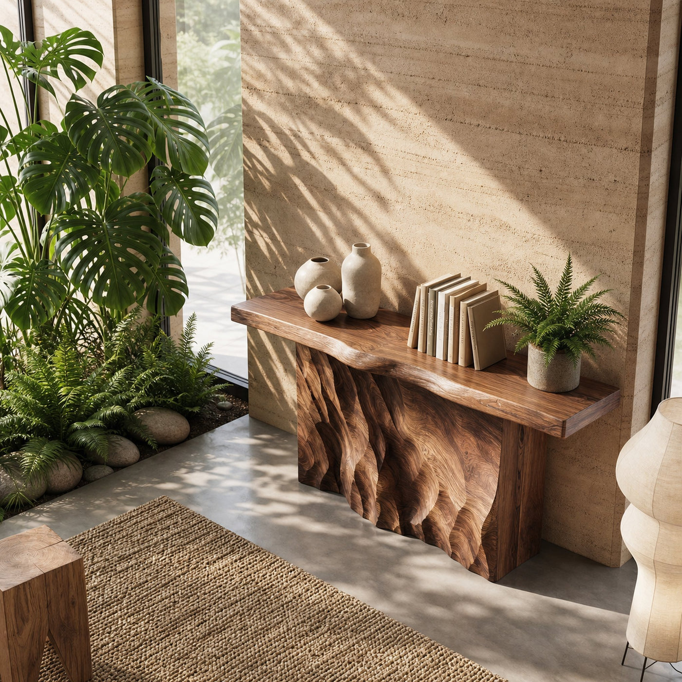 Contemporary Organic Edge Console Table For Foyer Interior Area - product view 3