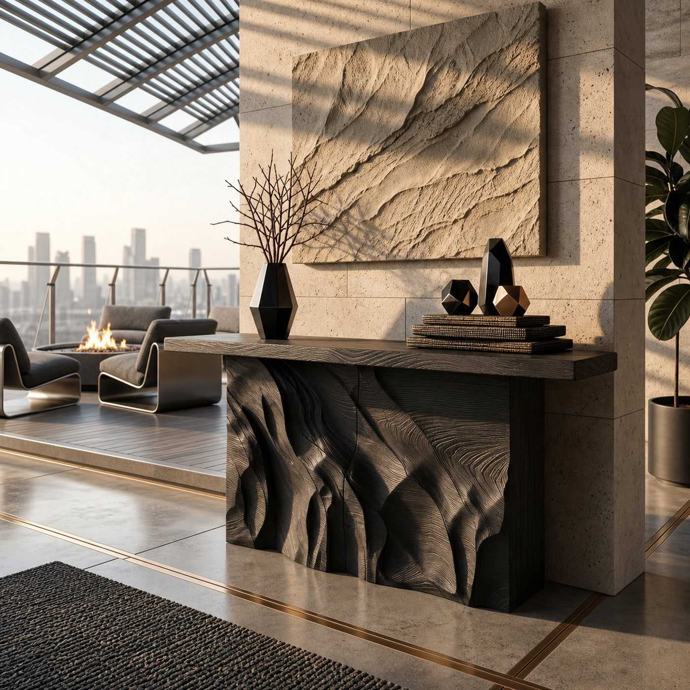 Contemporary Organic Edge Console Table For Foyer Interior Area - product view 4