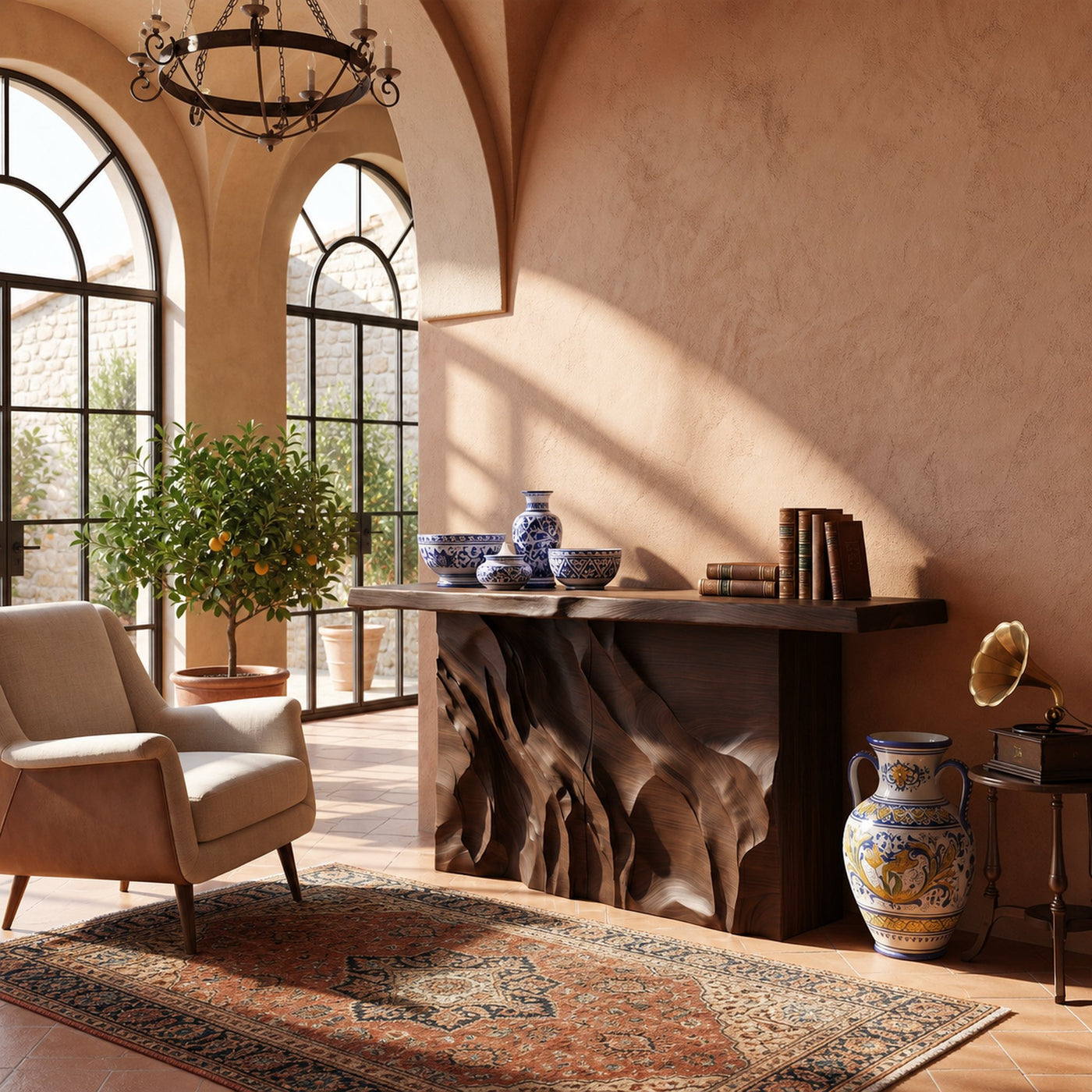 Contemporary Organic Edge Console Table For Foyer Interior Area - product view 7