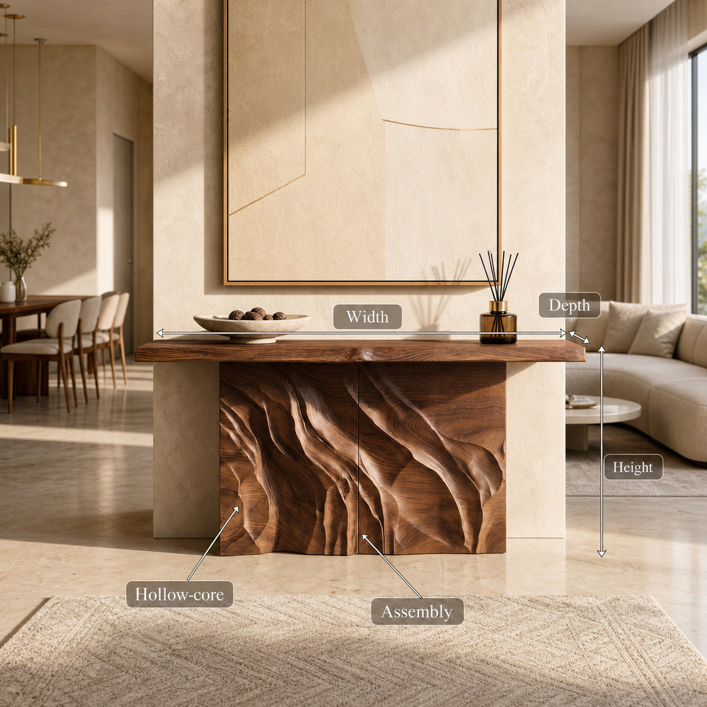 Contemporary Organic Edge Console Table For Foyer Interior Area - product view 8