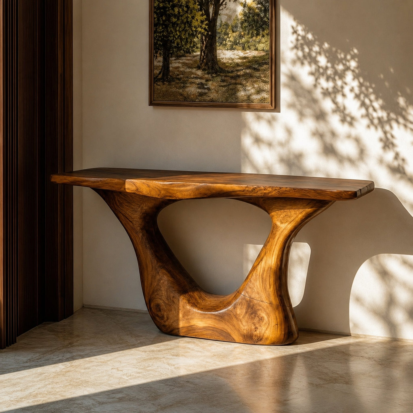 Contemporary Organic Sculptural Console Table For Entryway And Living Room Space