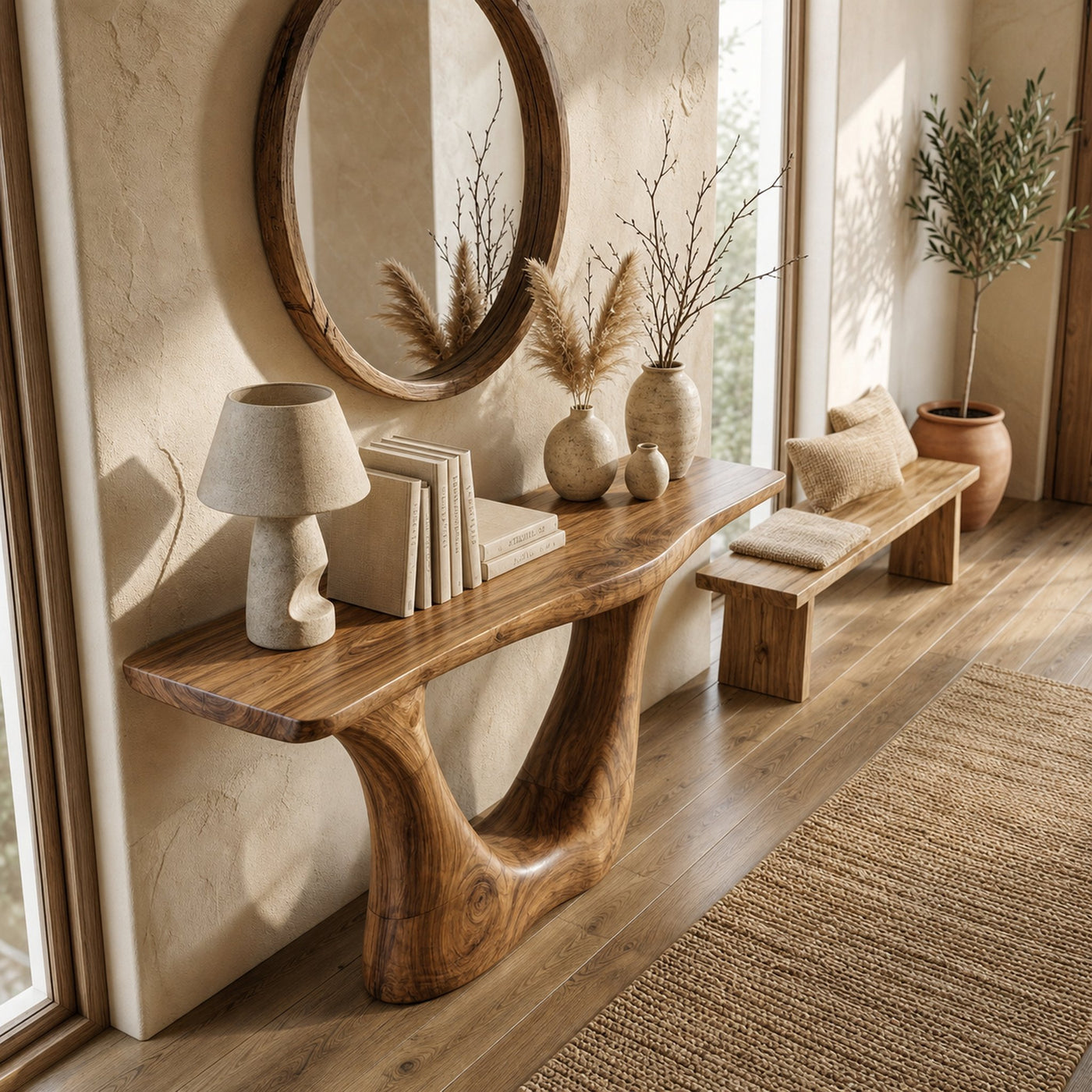 Contemporary Organic Sculptural Console Table For Entryway And Living Room Space - product view 6