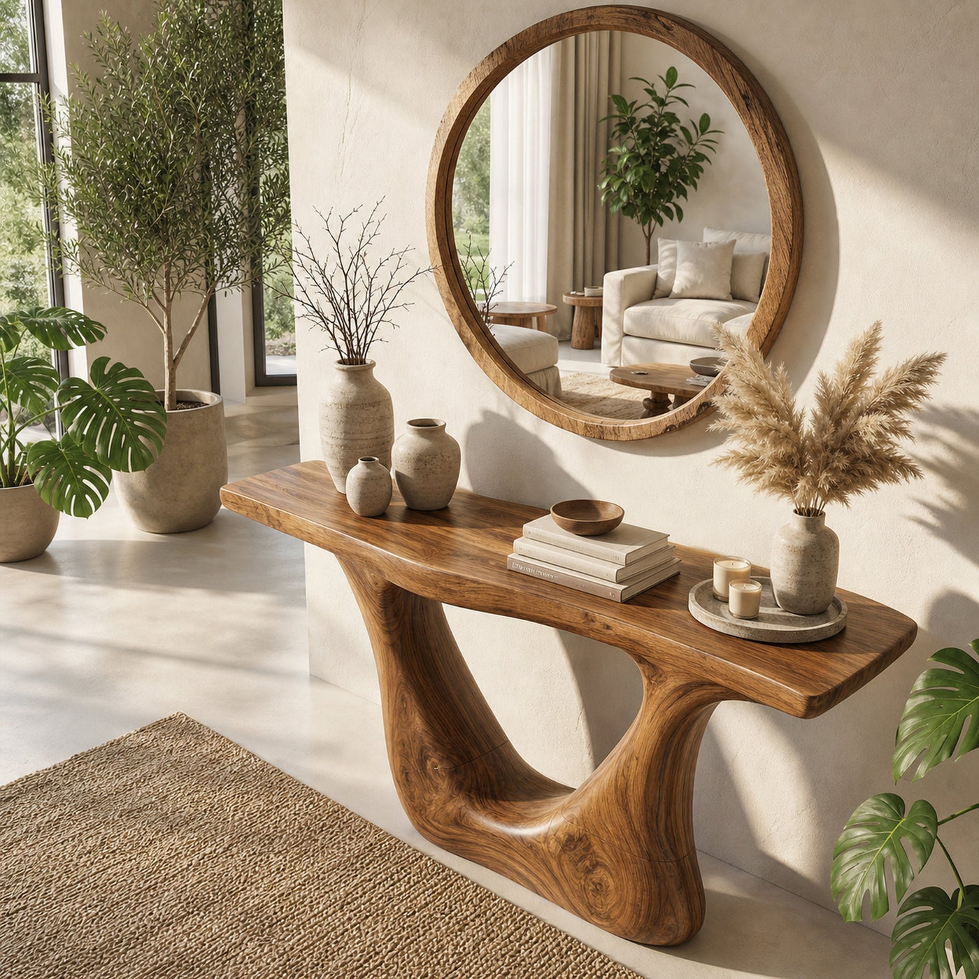 Contemporary Organic Sculptural Console Table For Entryway And Living Room Space - product view 7