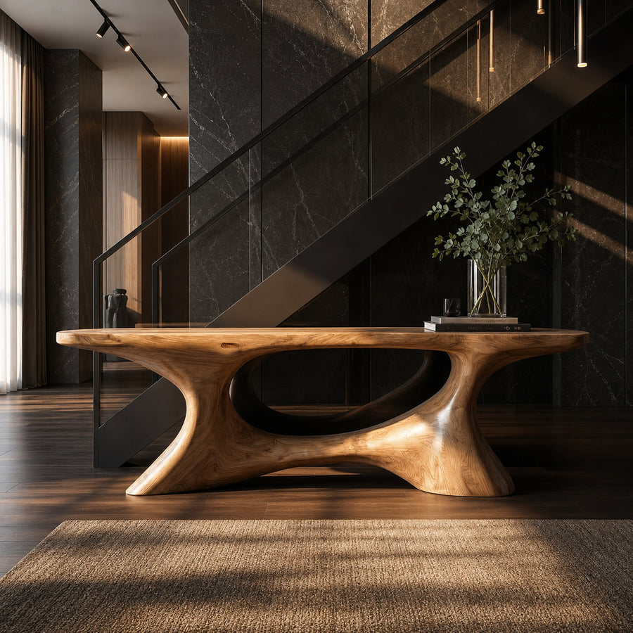 Contemporary Organic Void Base Console Table Entryway Hallway Living Room