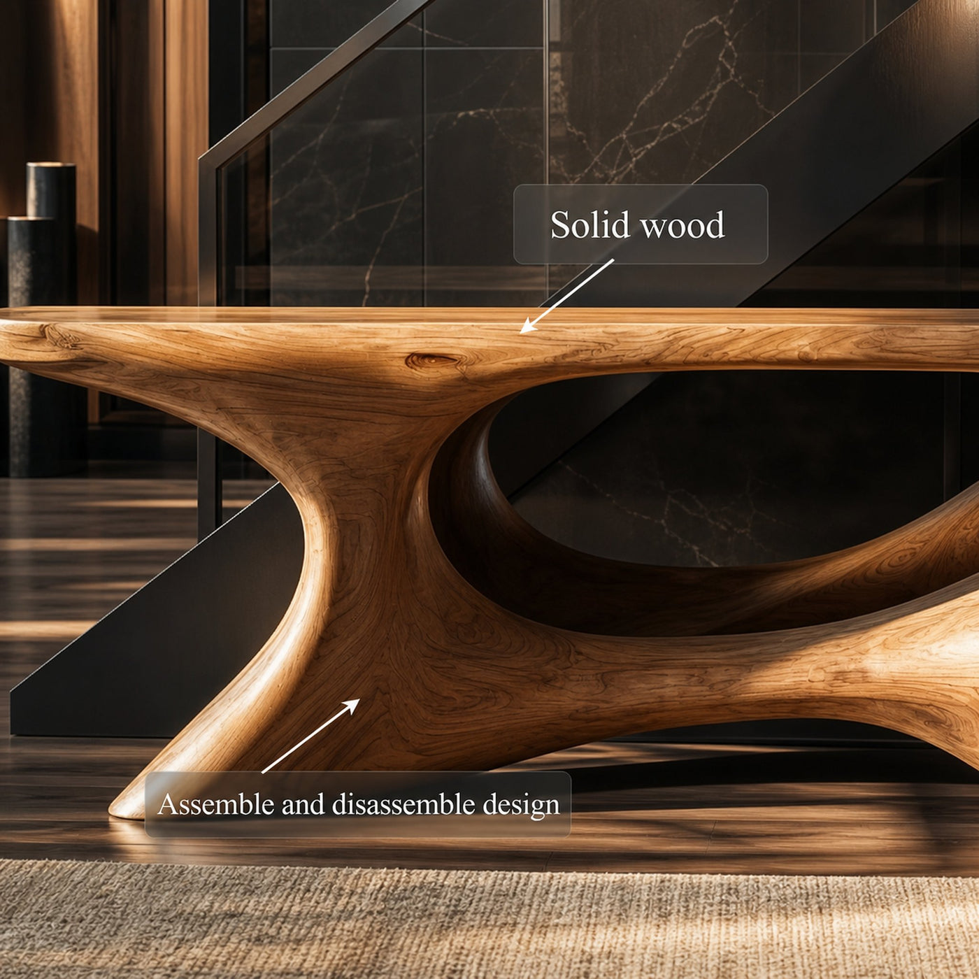 Contemporary Organic Void Base Console Table Entryway Hallway Living Room - product view 5