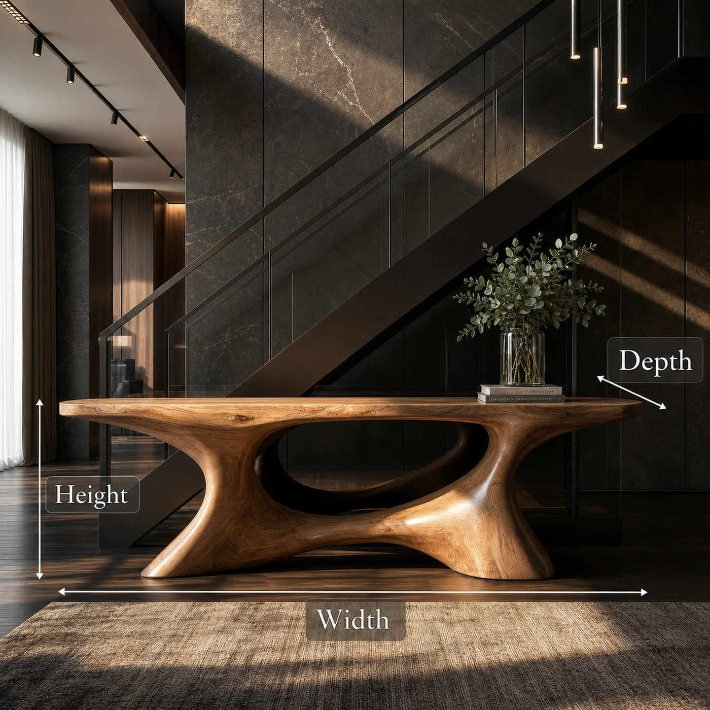 Contemporary Organic Void Base Console Table Entryway Hallway Living Room - product view 6