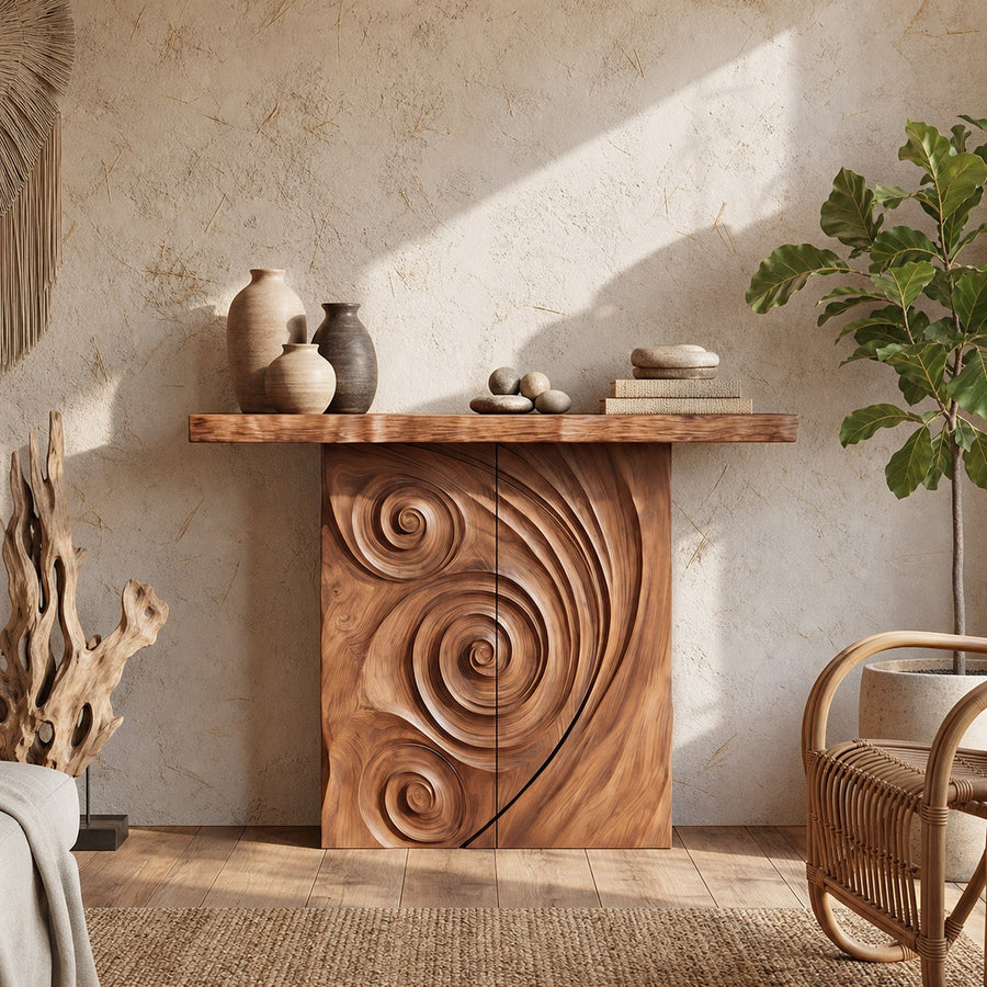 Contemporary Raw Edge Entry Table For Open Living Space