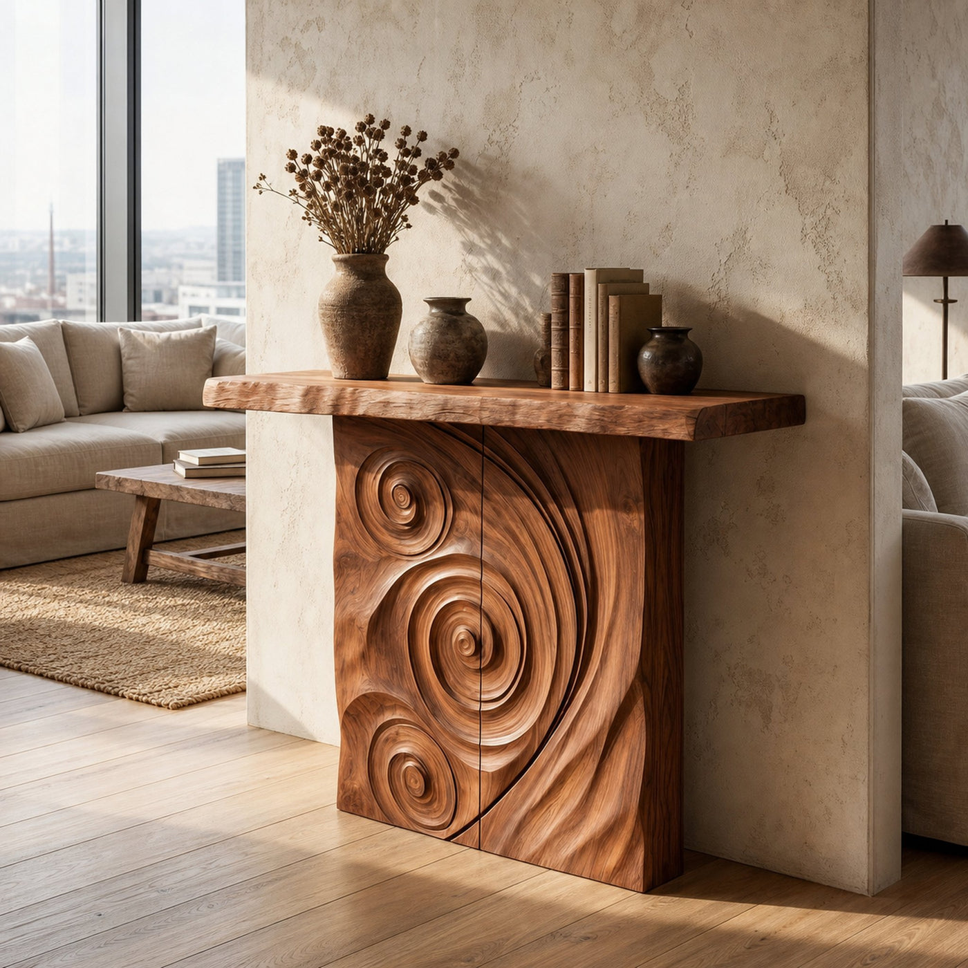 Contemporary Raw Edge Entry Table For Open Living Space - product view 6