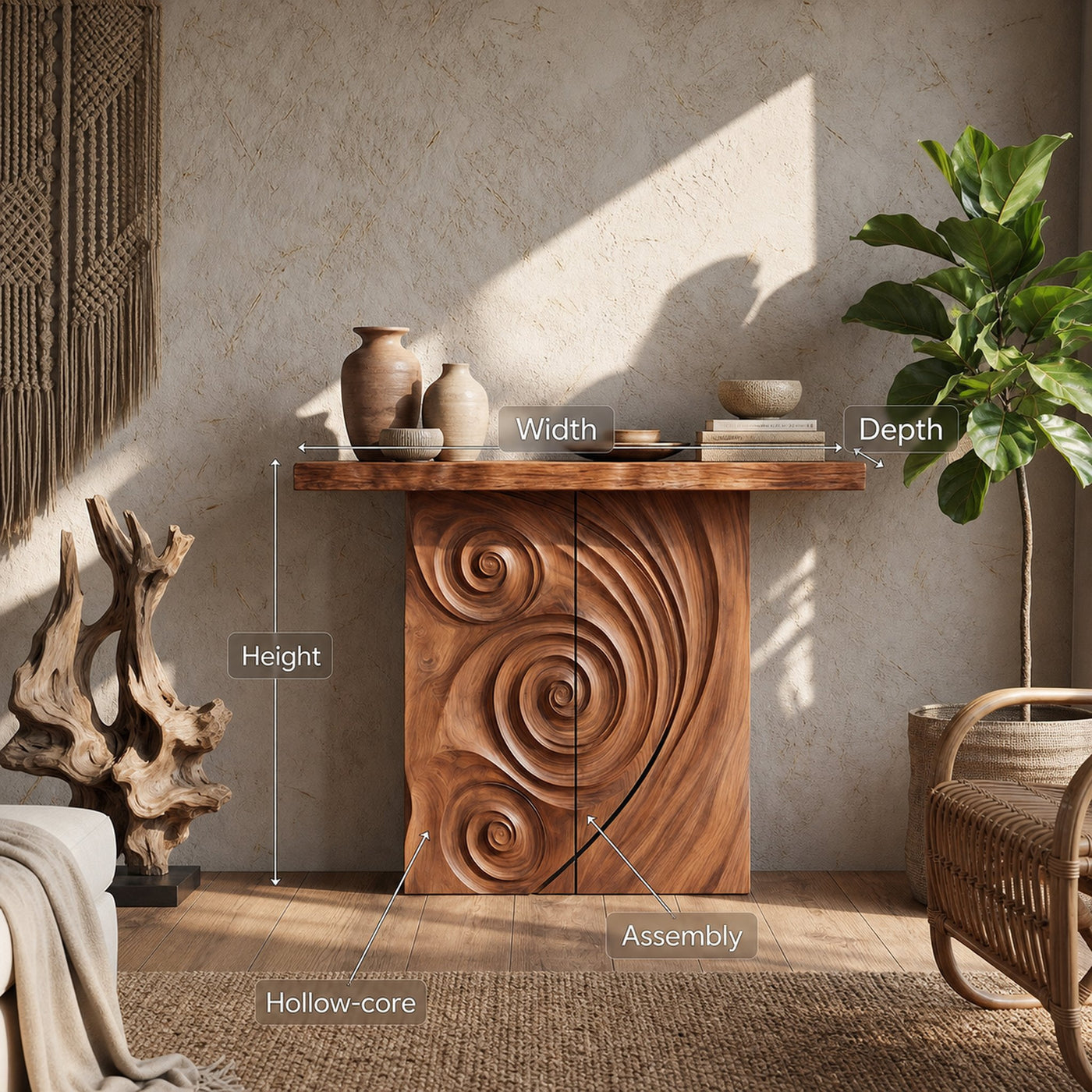 Contemporary Raw Edge Entry Table For Open Living Space - product view 8