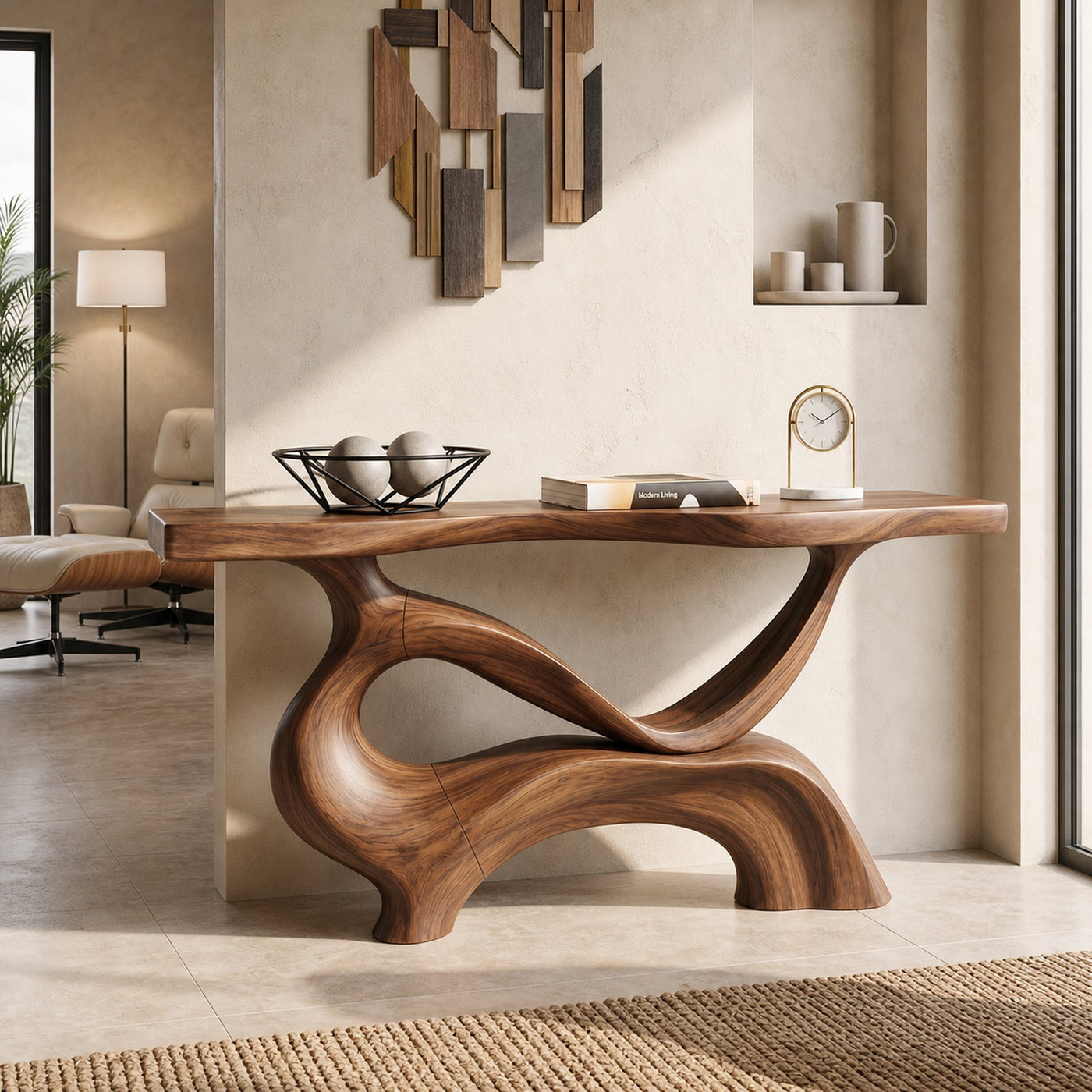 Contemporary Sculptural Base Console Table Modern Hallway