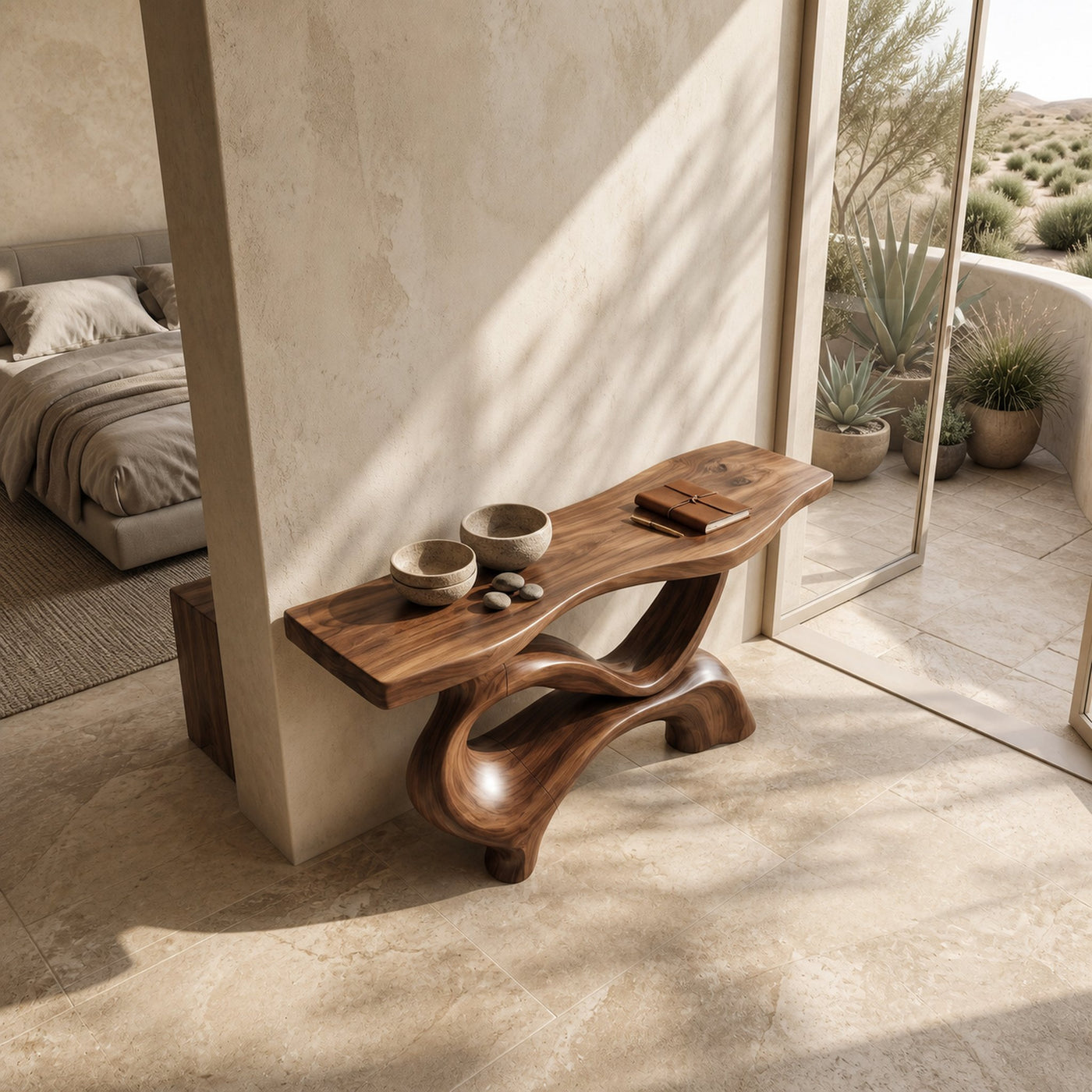 Contemporary Sculptural Base Console Table Modern Hallway - product view 2