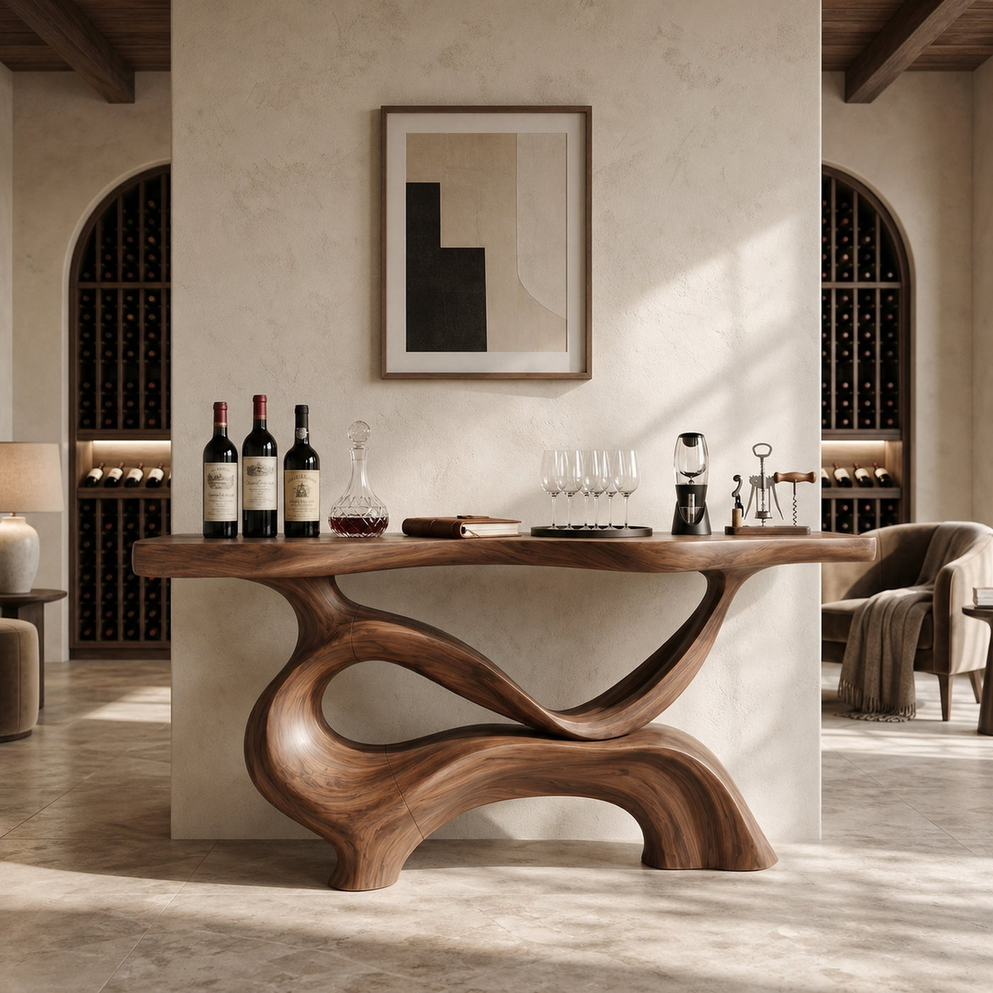 Contemporary Sculptural Base Console Table Modern Hallway - product view 3