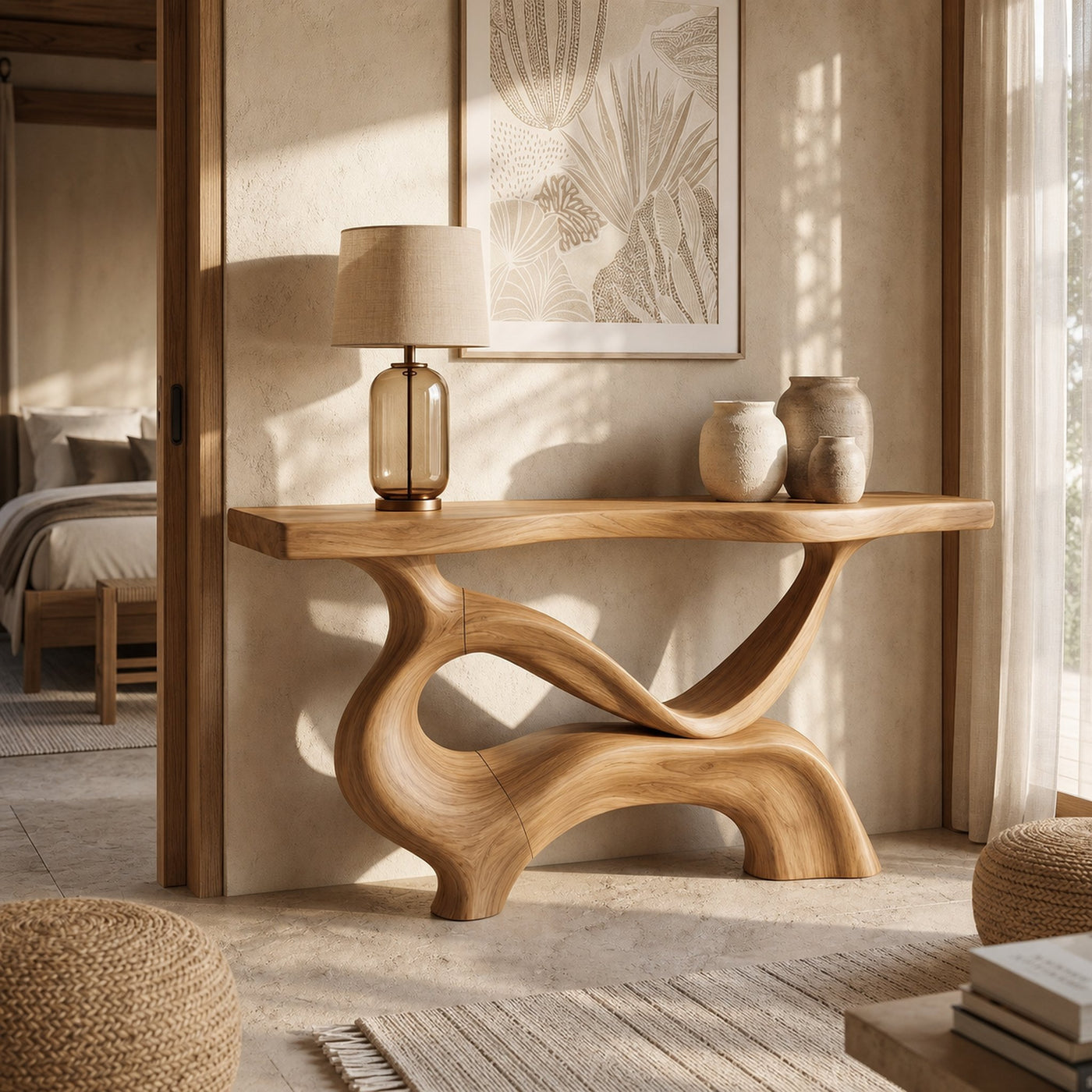 Contemporary Sculptural Base Console Table Modern Hallway - product view 5