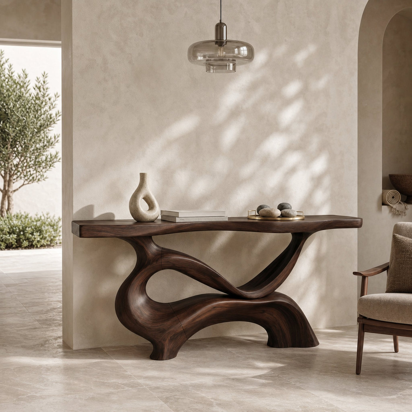Contemporary Sculptural Base Console Table Modern Hallway - product view 7