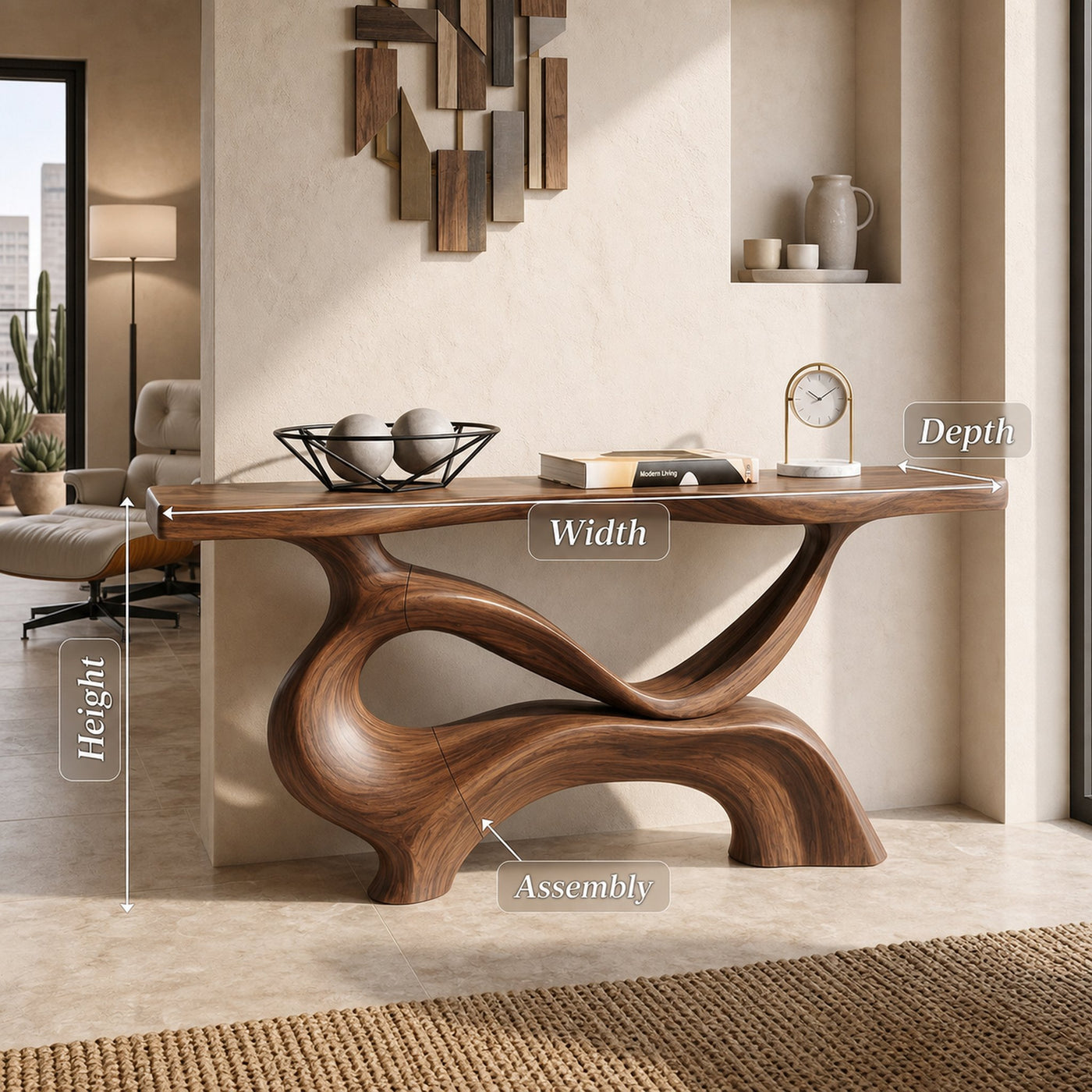 Contemporary Sculptural Base Console Table Modern Hallway - product view 8