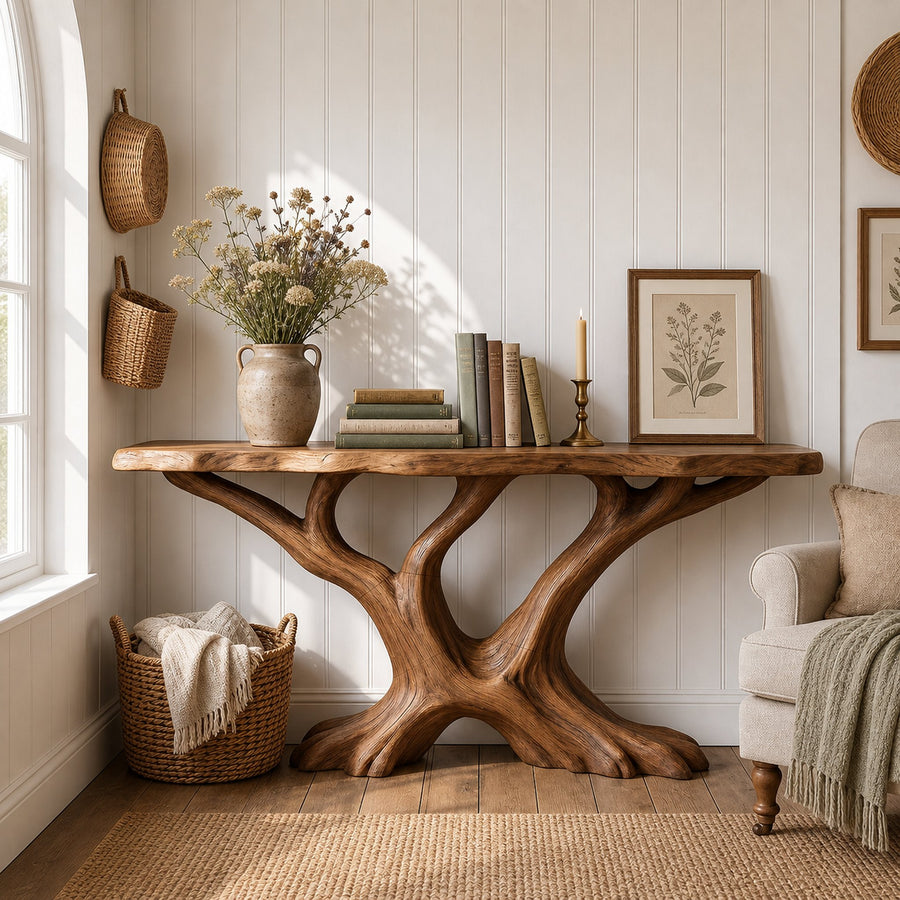 Contemporary Sculptural Console Table Modern Entryway
