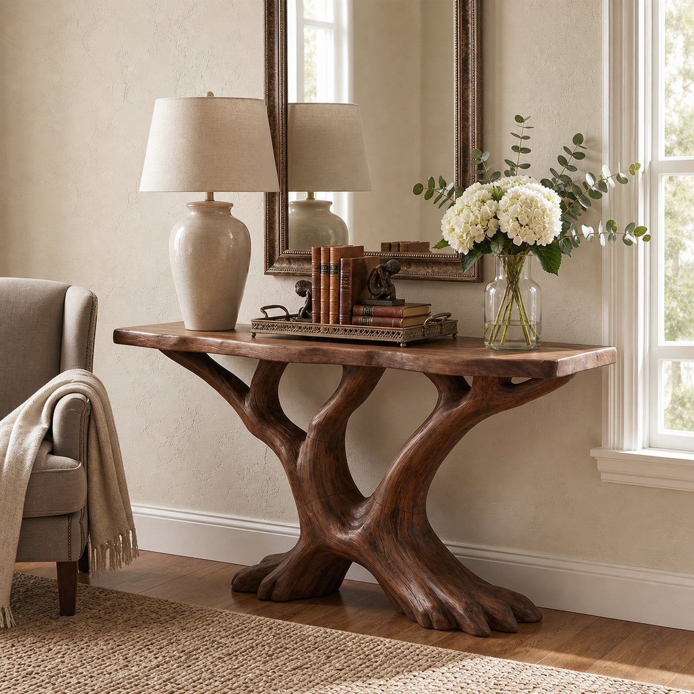 Contemporary Sculptural Console Table Modern Entryway - product view 7