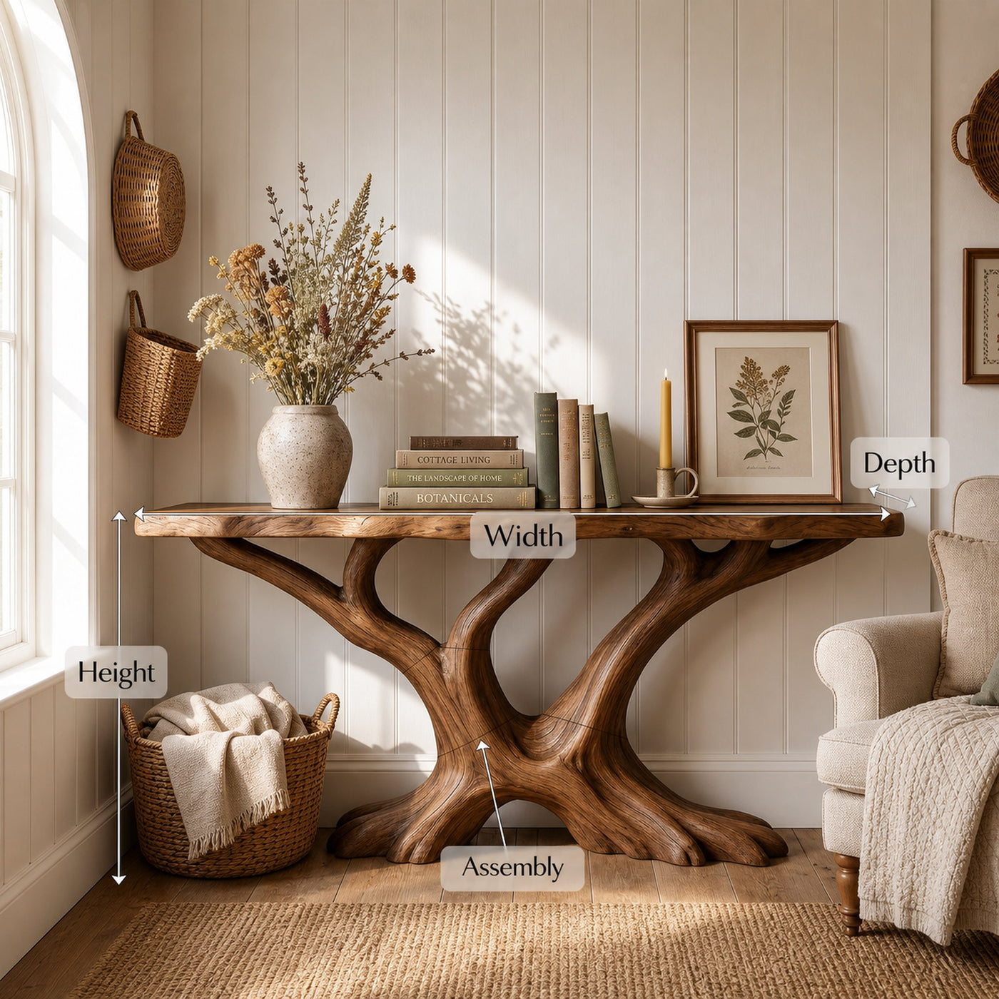 Contemporary Sculptural Console Table Modern Entryway - product view 8