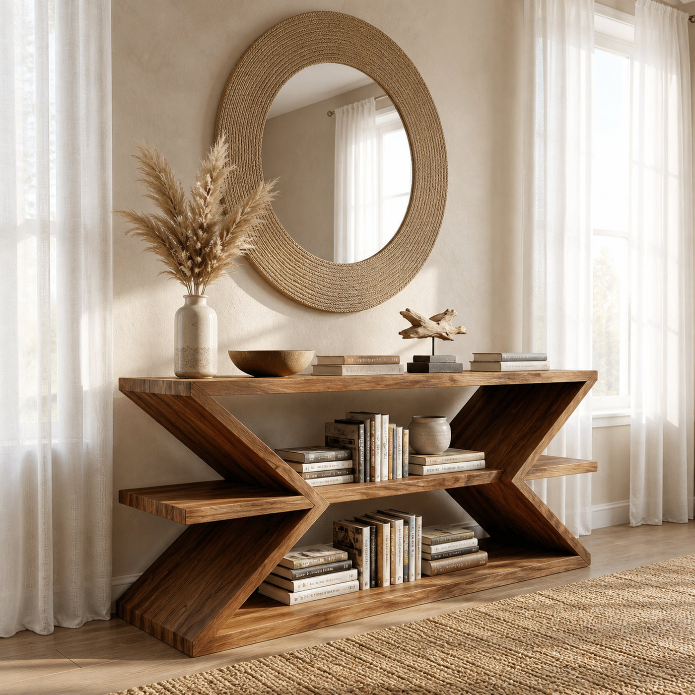 Contemporary Sculpture Wood Console Table For Modern Living Room - product view 6