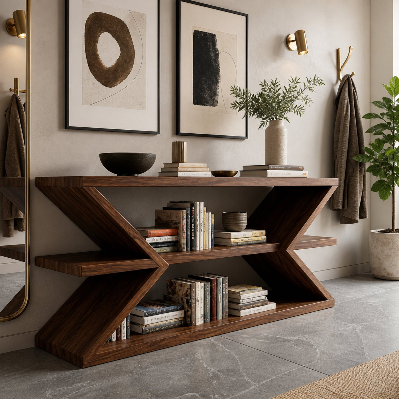 Contemporary Sculpture Wood Console Table For Modern Living Room - product view 7